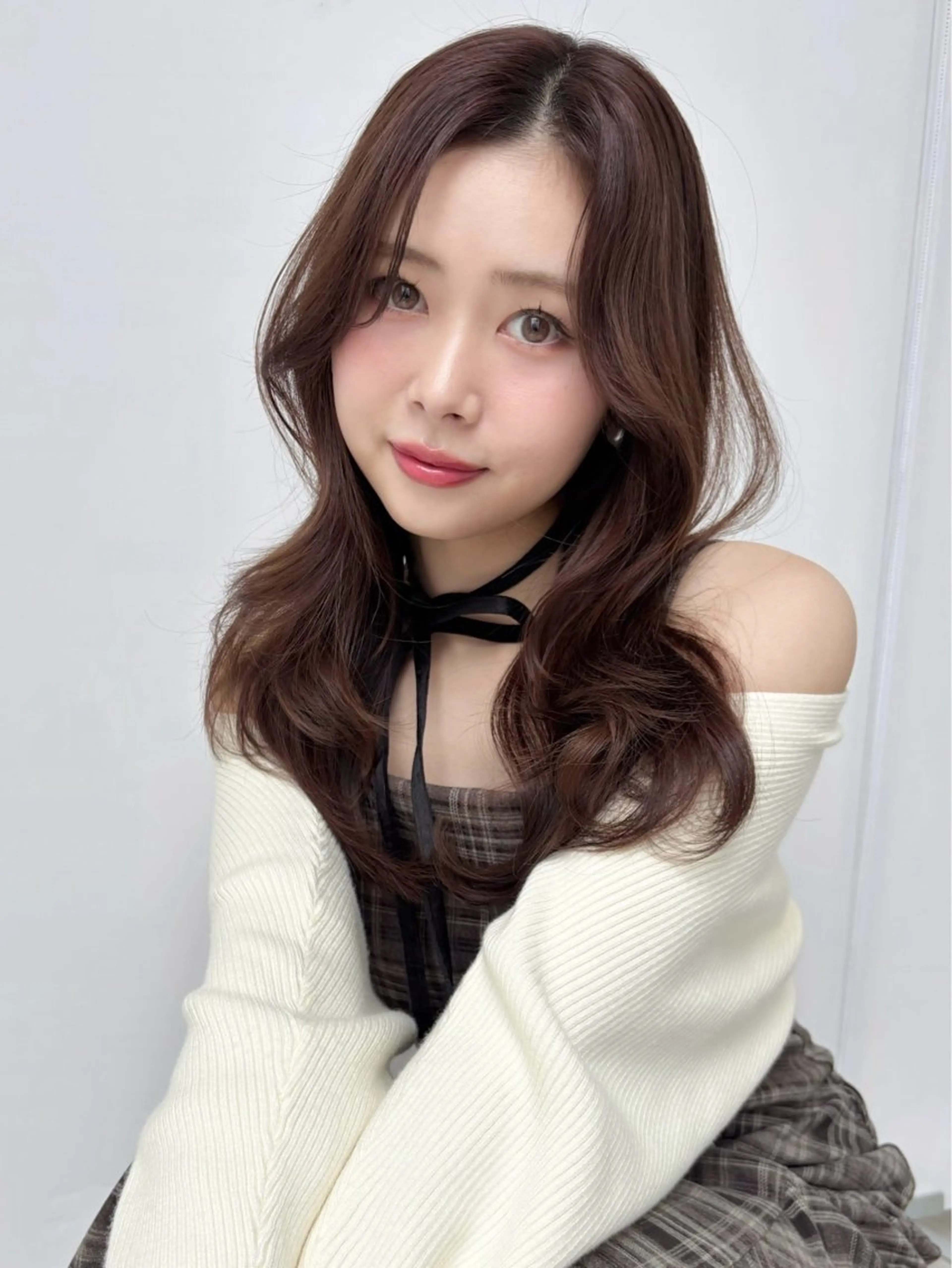 セミロング カラー ブラウンカラー チョコレートブラウン レイヤーカット ヘアカラー トリートメント 盛れる顔周り🤍渋谷 Risa🎀のヘアスタイル