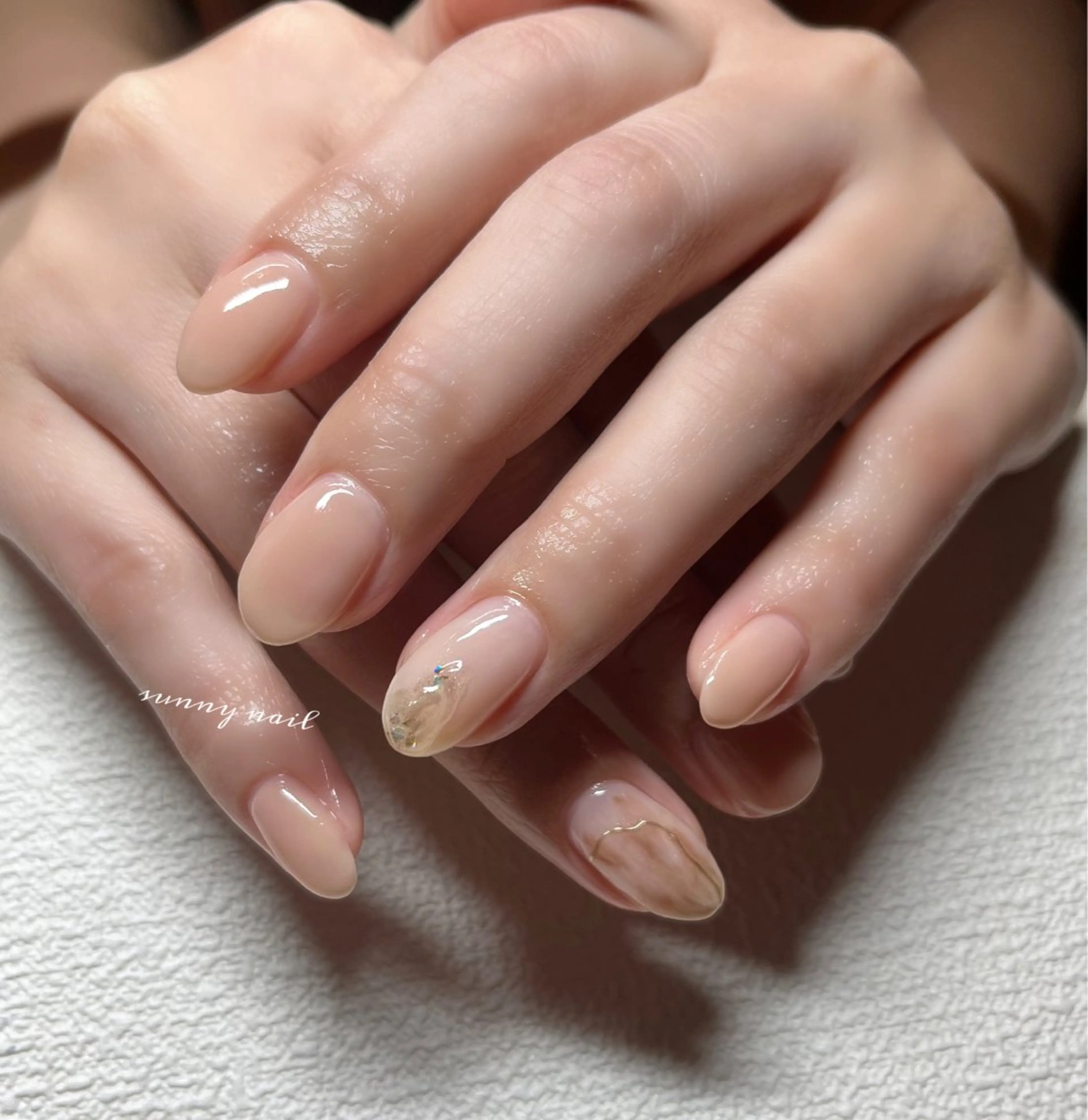 ネイル ジェルネイル 大理石ネイル(マーブル) ミラーネイル ニュアンスネイル パラジェル sunny nailのネイルデザイン