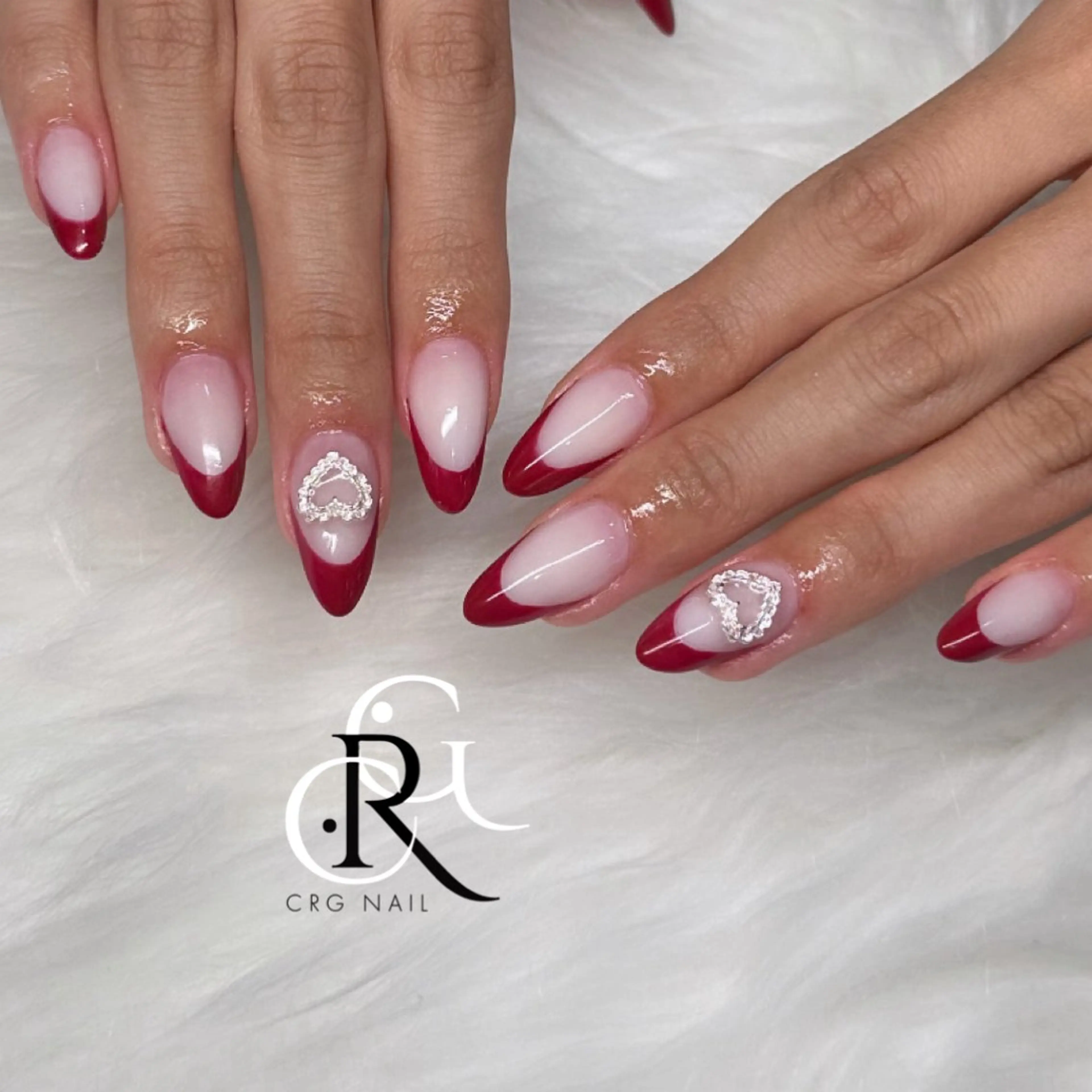 ネイル ボルドー フレンチネイル スカルプネイル ハンドネイル 美フォルム✨ CRG　RURIのネイルデザイン