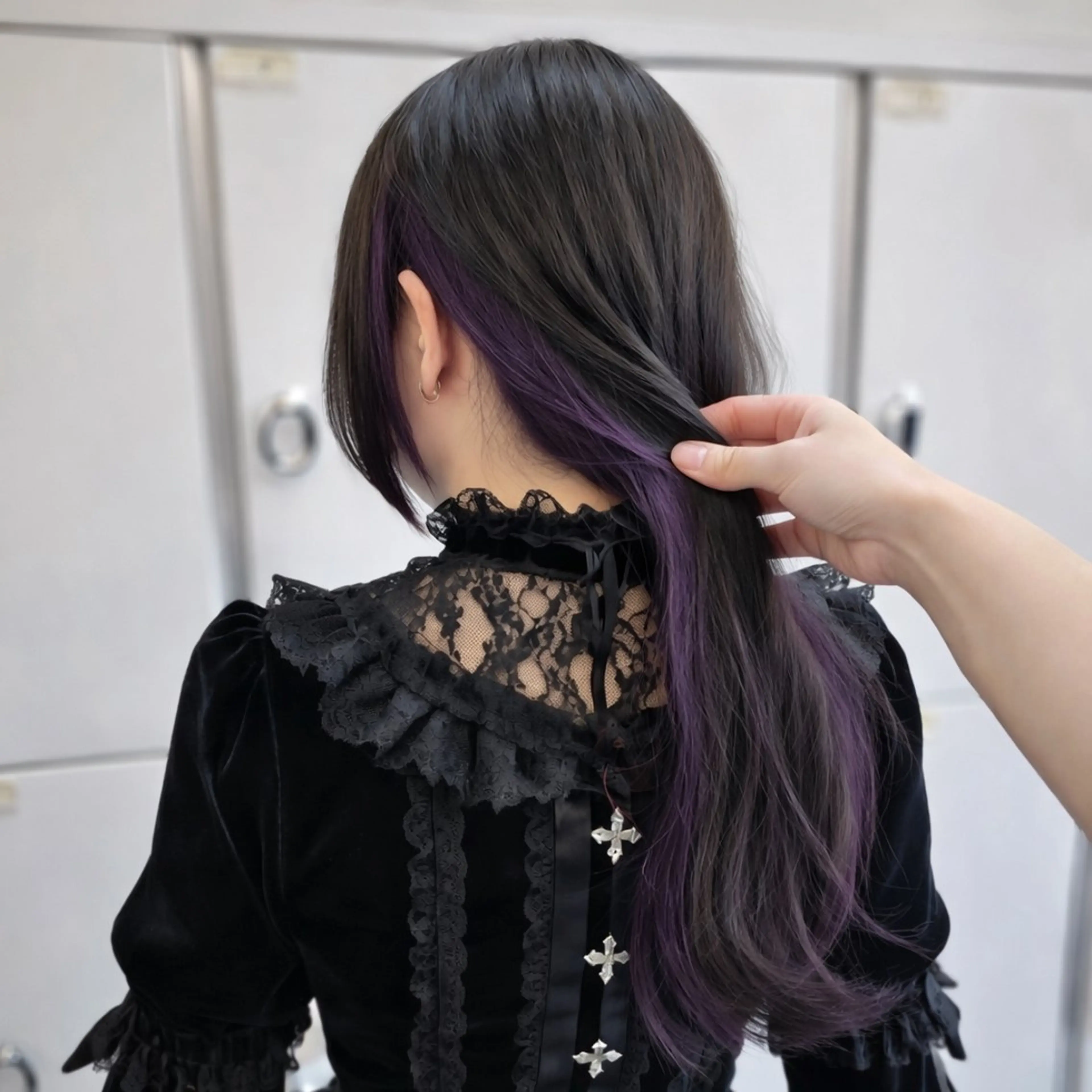 ロング カラー ブリーチ ブルーカラー パープルカラー ヘアカラー インナー/2次元/ 推しカラー/しゅうとのヘアスタイル