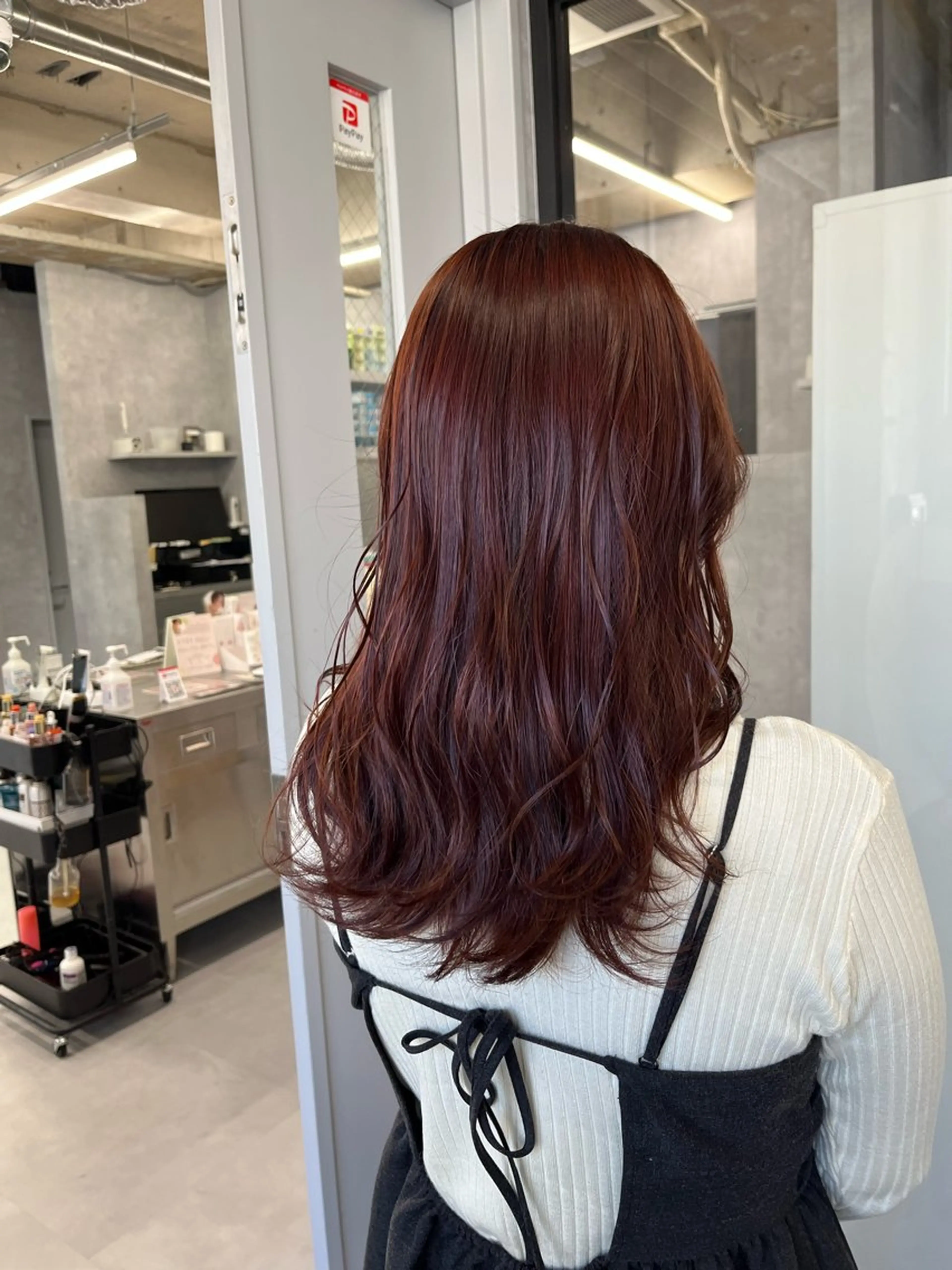 セミロング カラー オレンジ yuri🌼 NUMBER 天王寺のヘアスタイル