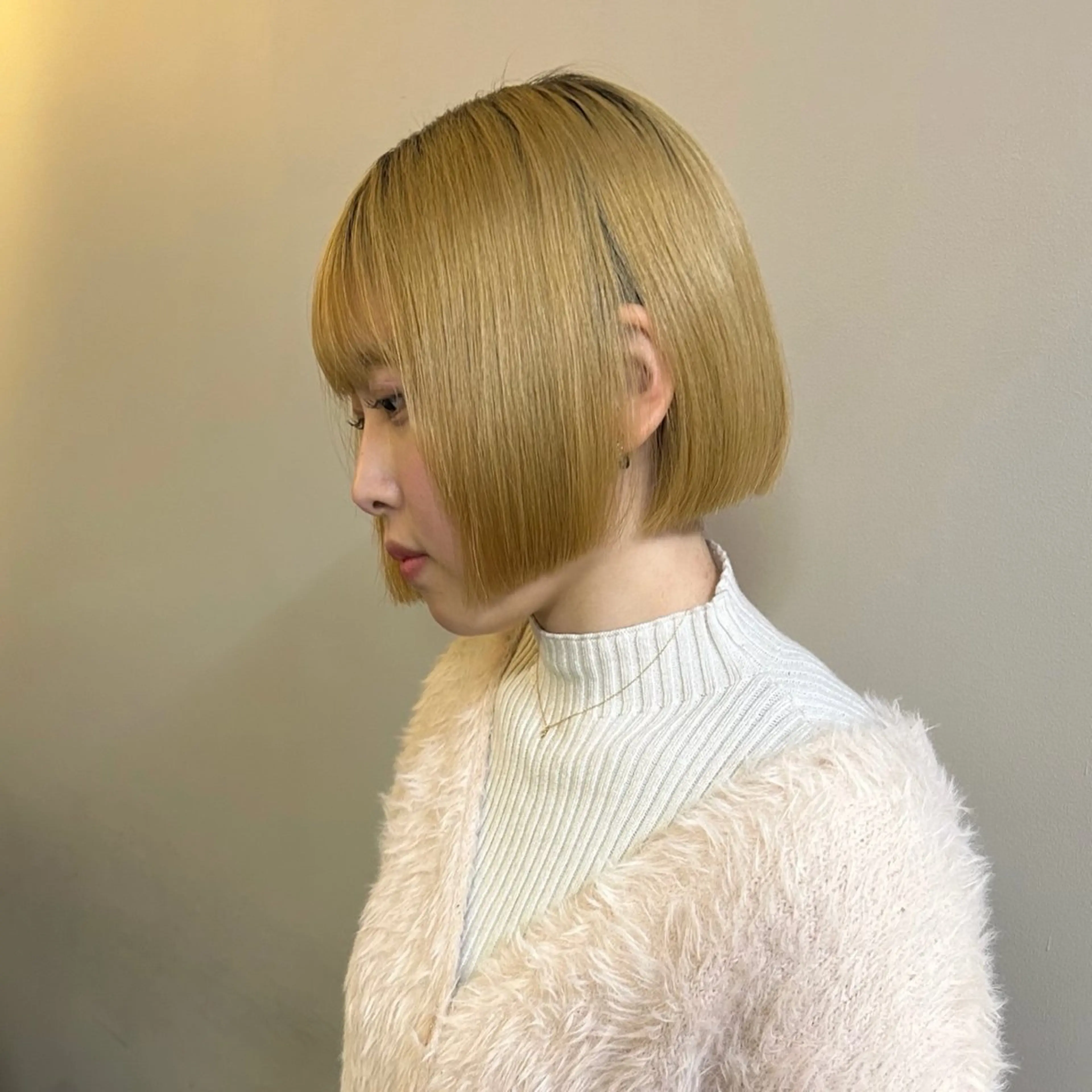 ショート 小顔に見えるボブ 透明感カラー🪽のヘアスタイル