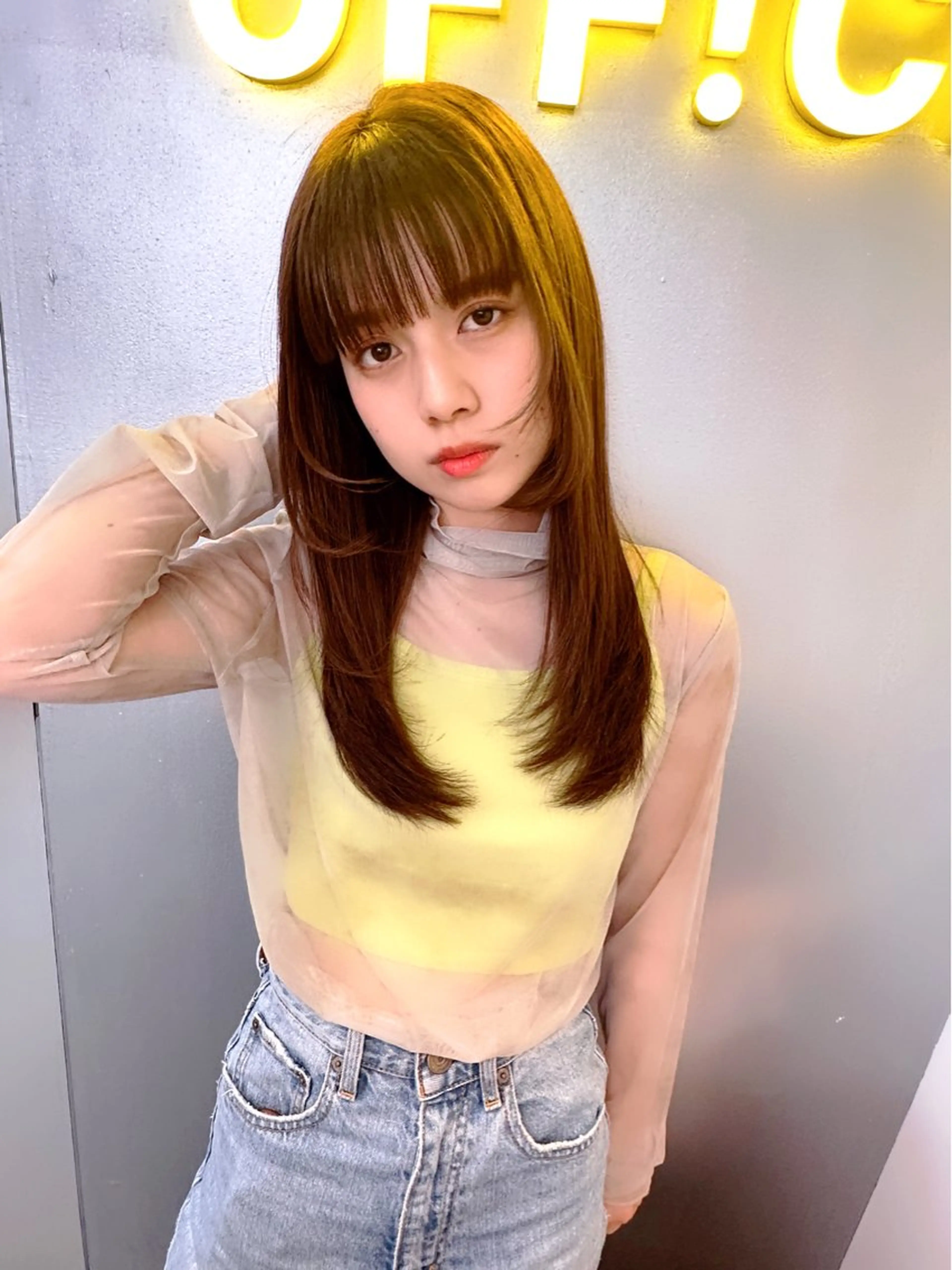 ロング カラー カット ヘアカラー トリートメント 岡野 静華のヘアスタイル