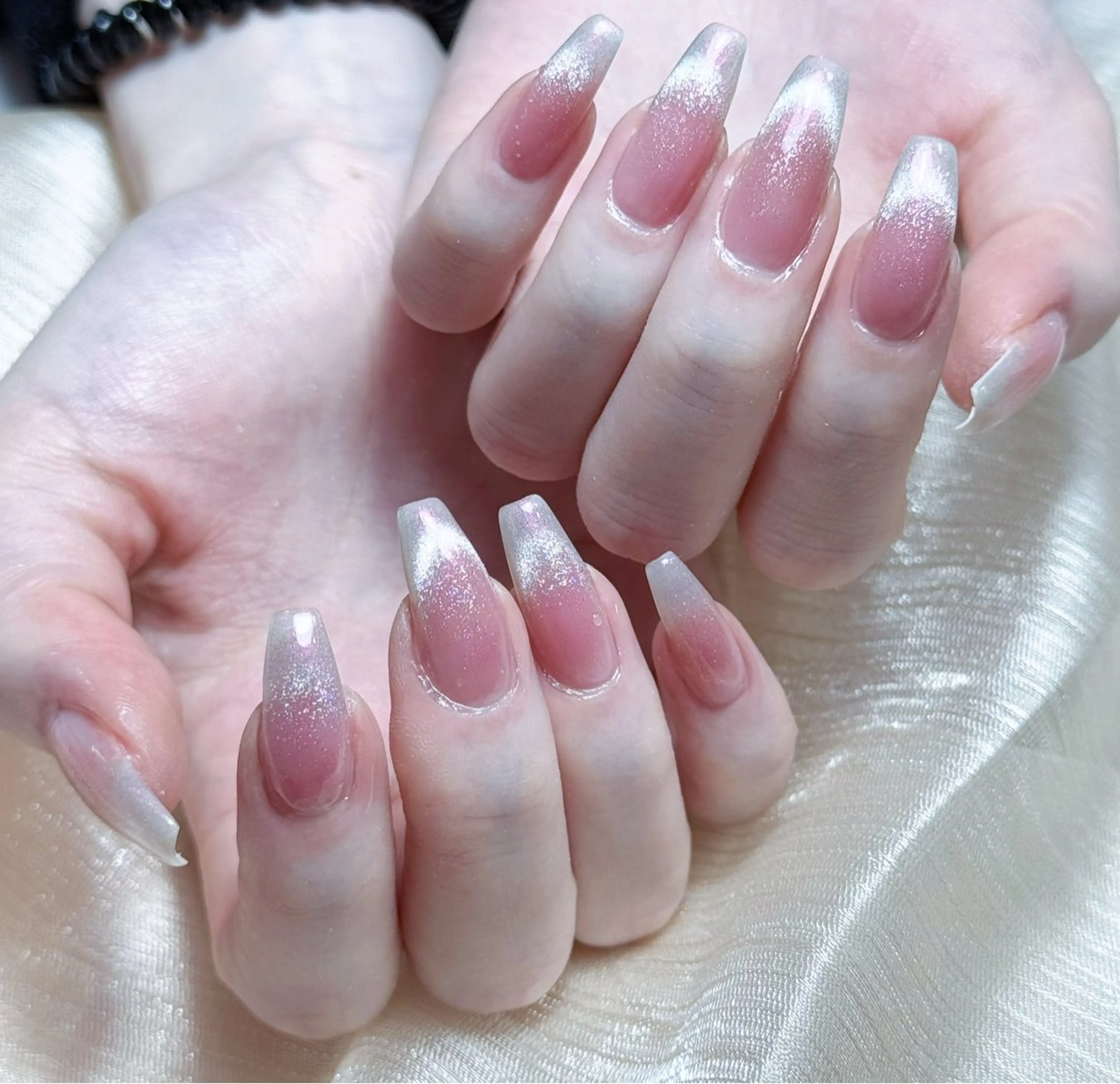 ネイル アートネイル オーロラネイル チークネイル フレンチネイル ガラスフレンチ ハンドネイル 🎀🎀YooLi Nail Salonのネイルデザイン