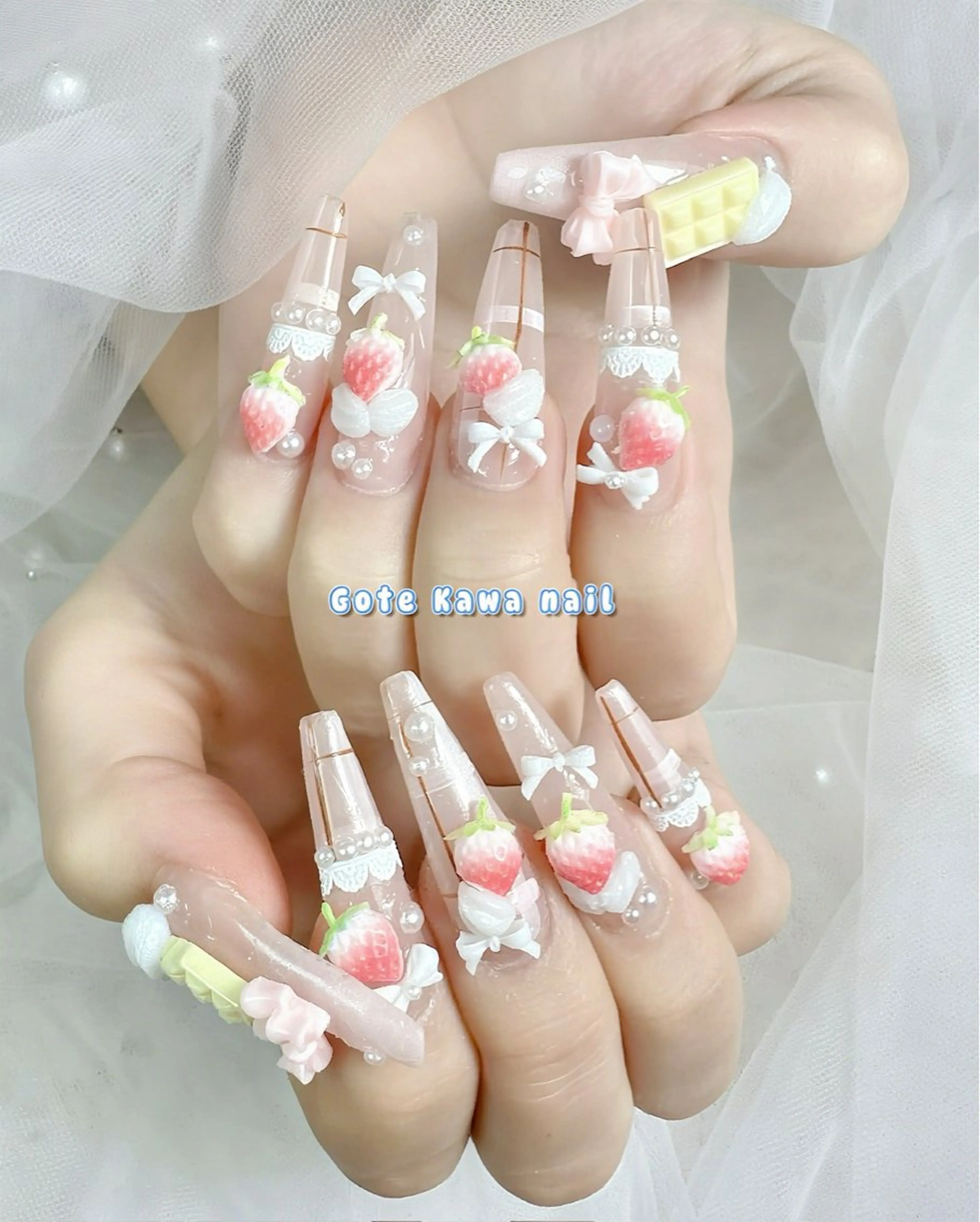 ネイル レース 夏ネイル ハンドネイル ハンドケア Gote Kawa nail salonのネイルデザイン