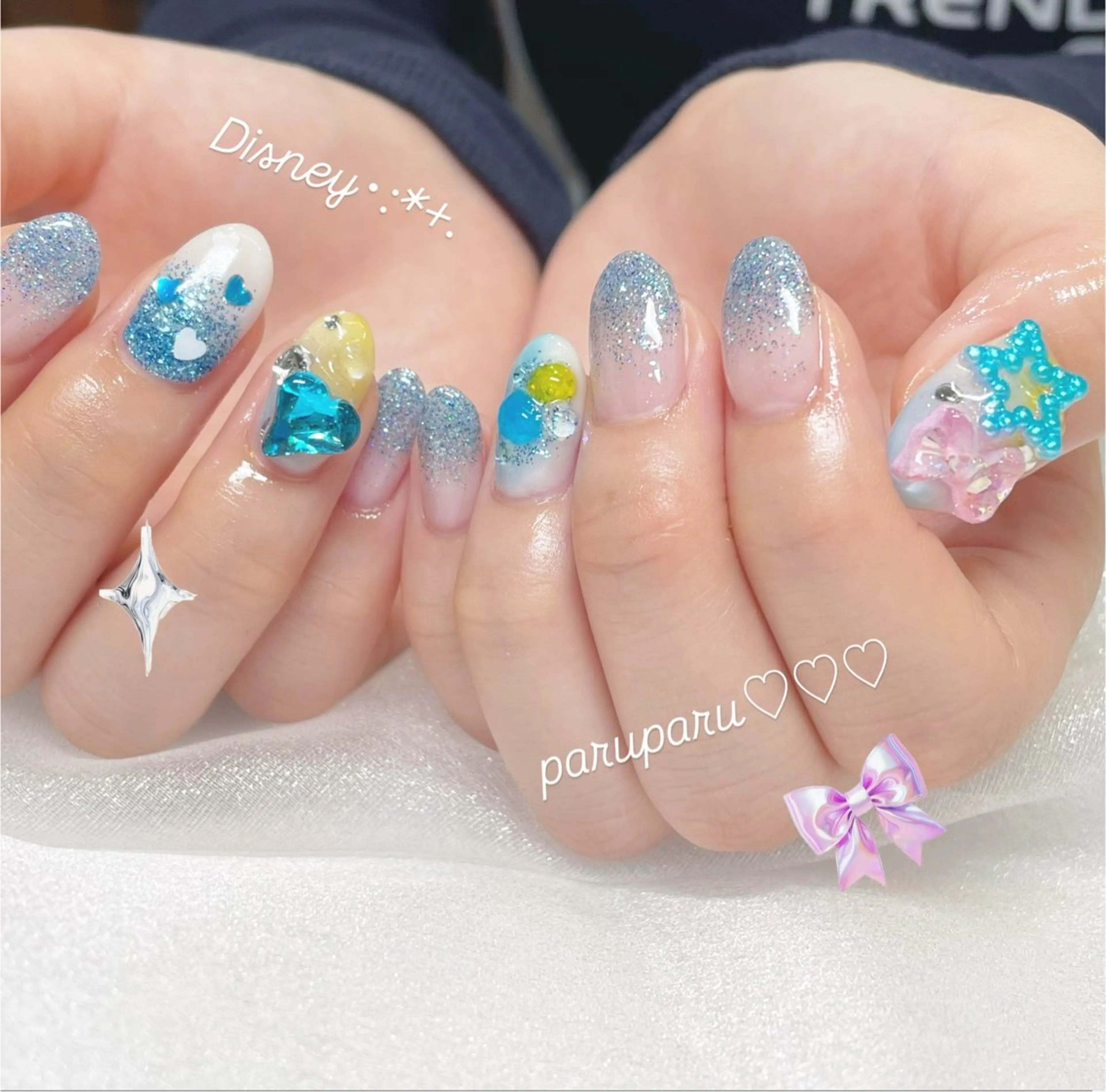 ネイル ブルー 黄色 ハンドネイル Tsukahara 🌷仙台PARCOのネイルデザイン