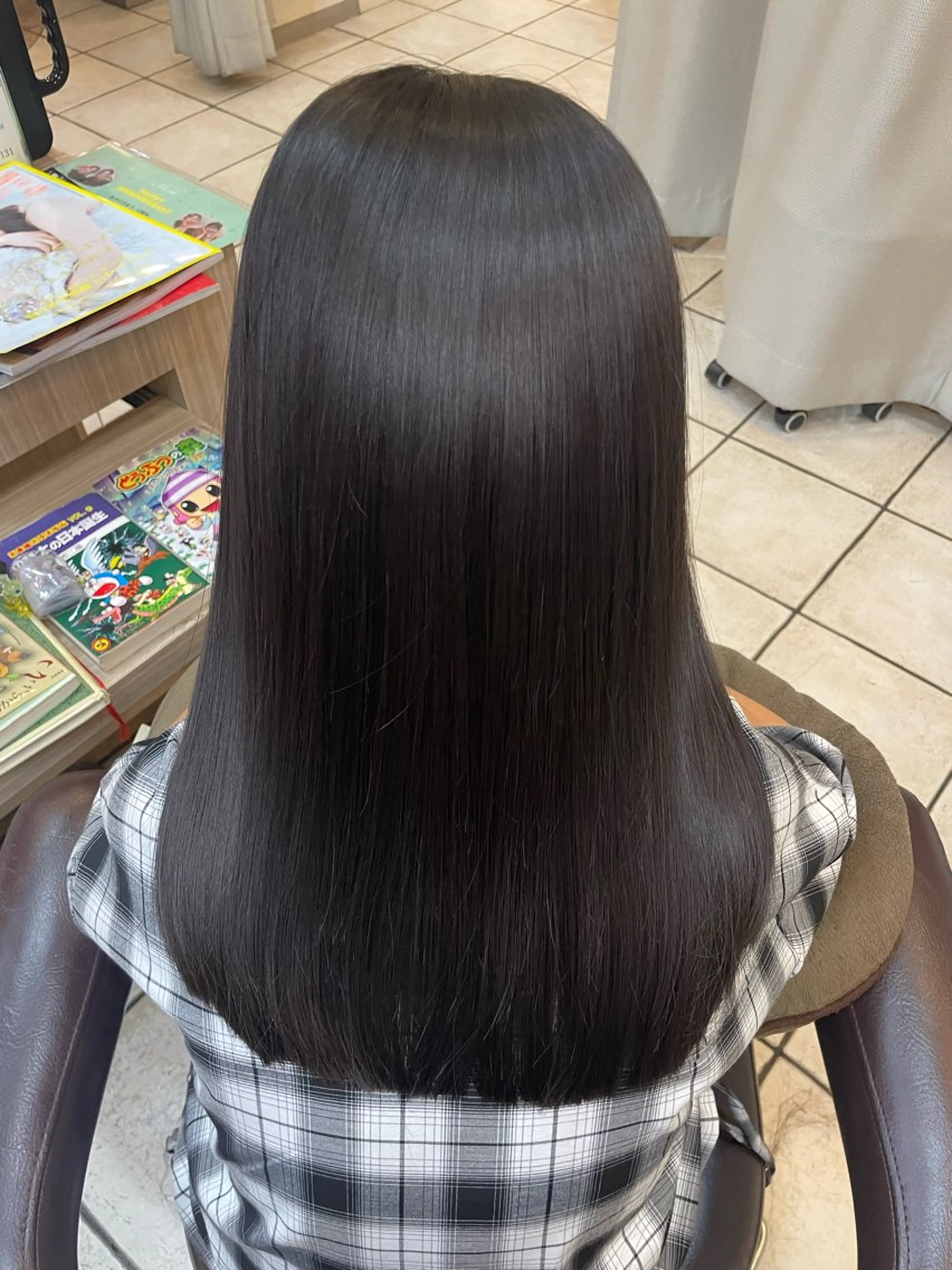 ロング 髪質改善 トリートメント 縮毛矯正 岡山駅/髪質改善 透明感カラー🐼のヘアスタイル