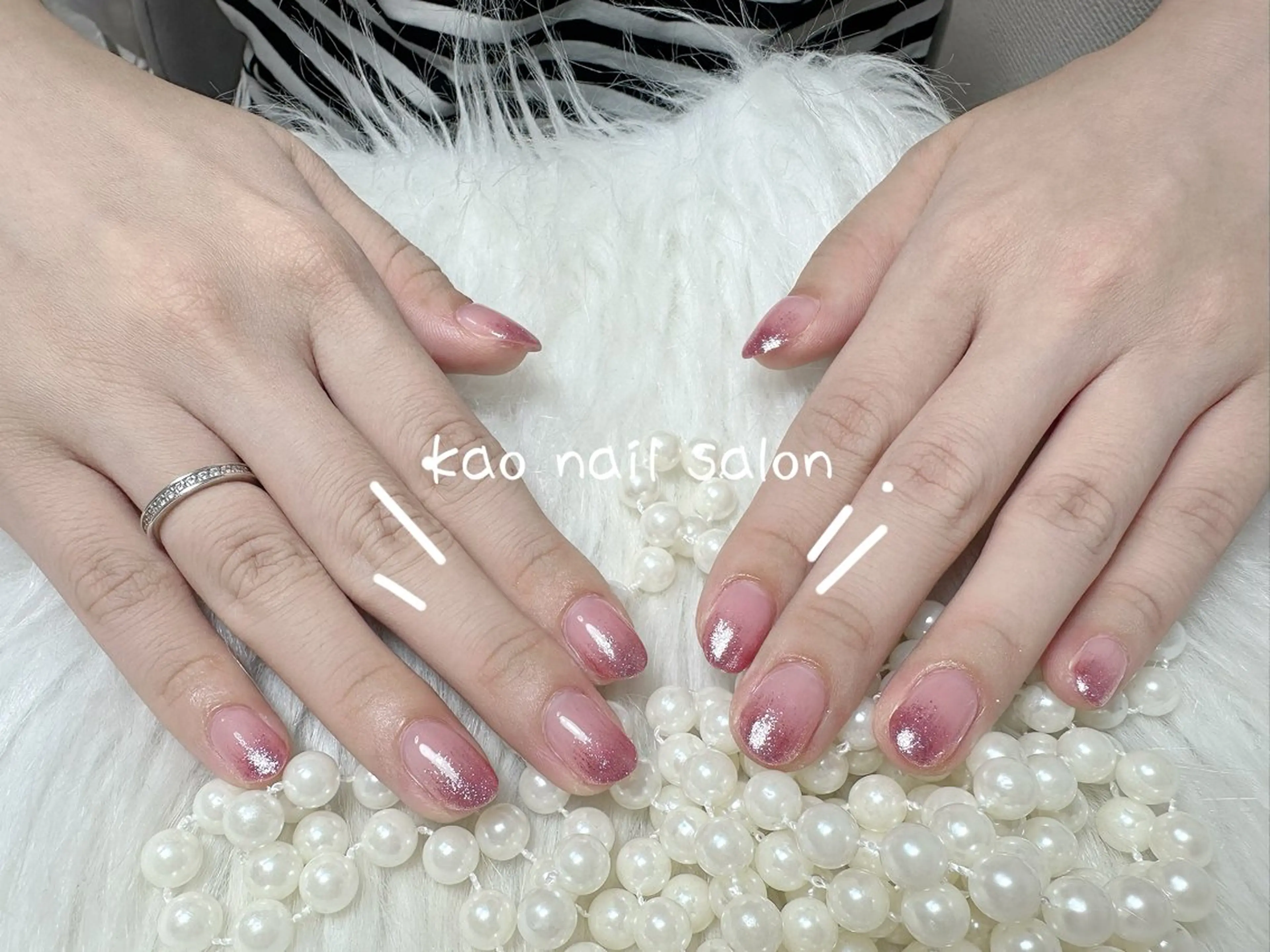 ネイル チークネイル 長さ出し フレンチネイル ジェルネイル ガラスフレンチ kao nail マグネット/長さだしのネイルデザイン