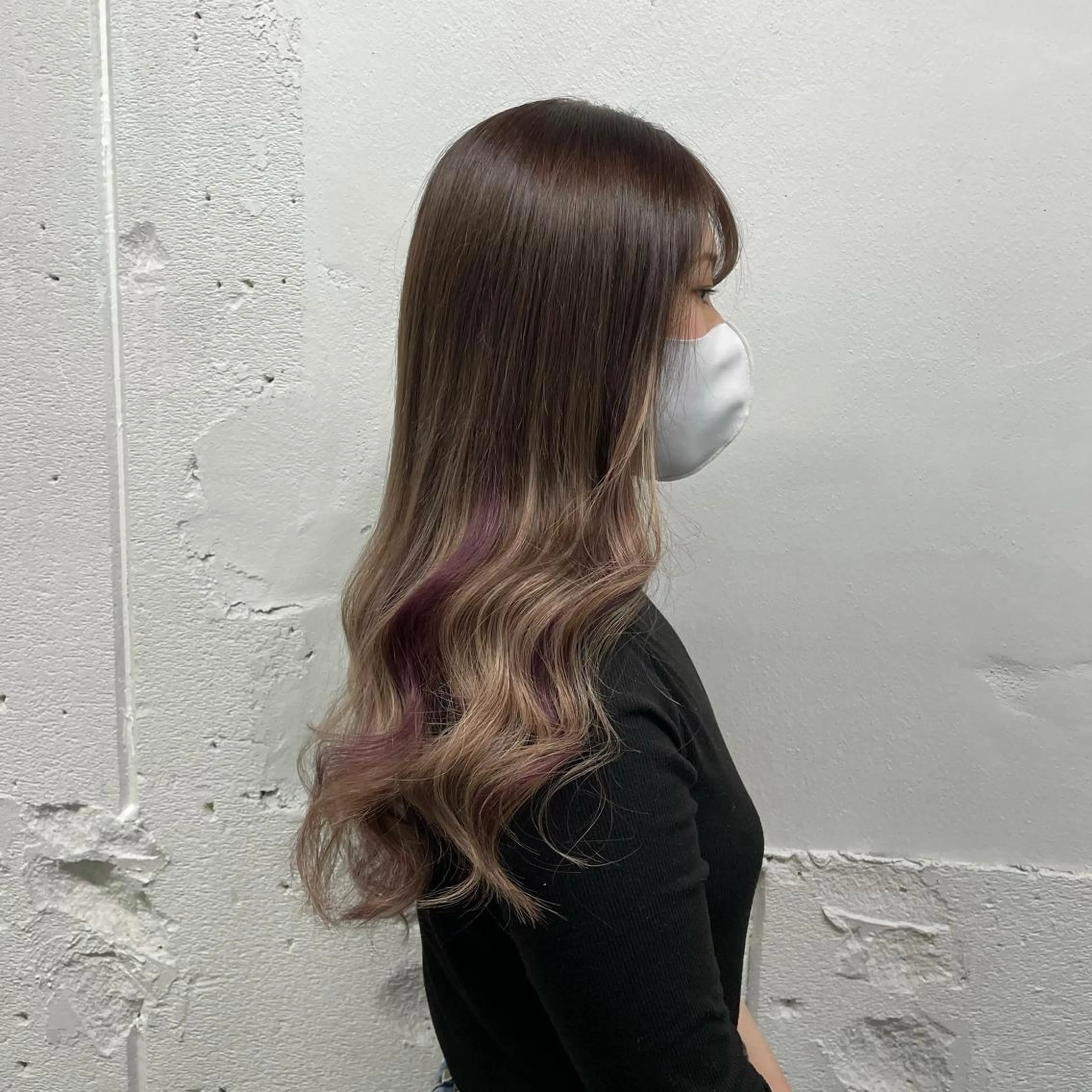 ロング カラー シールエクステ バレイヤージュ ミストバング ダブルカラー  フェイスフレーミング ヘアカラー エクステ 🧡艶髪ちゅるん髪 🫧🧡YUKI❄️のヘアスタイル