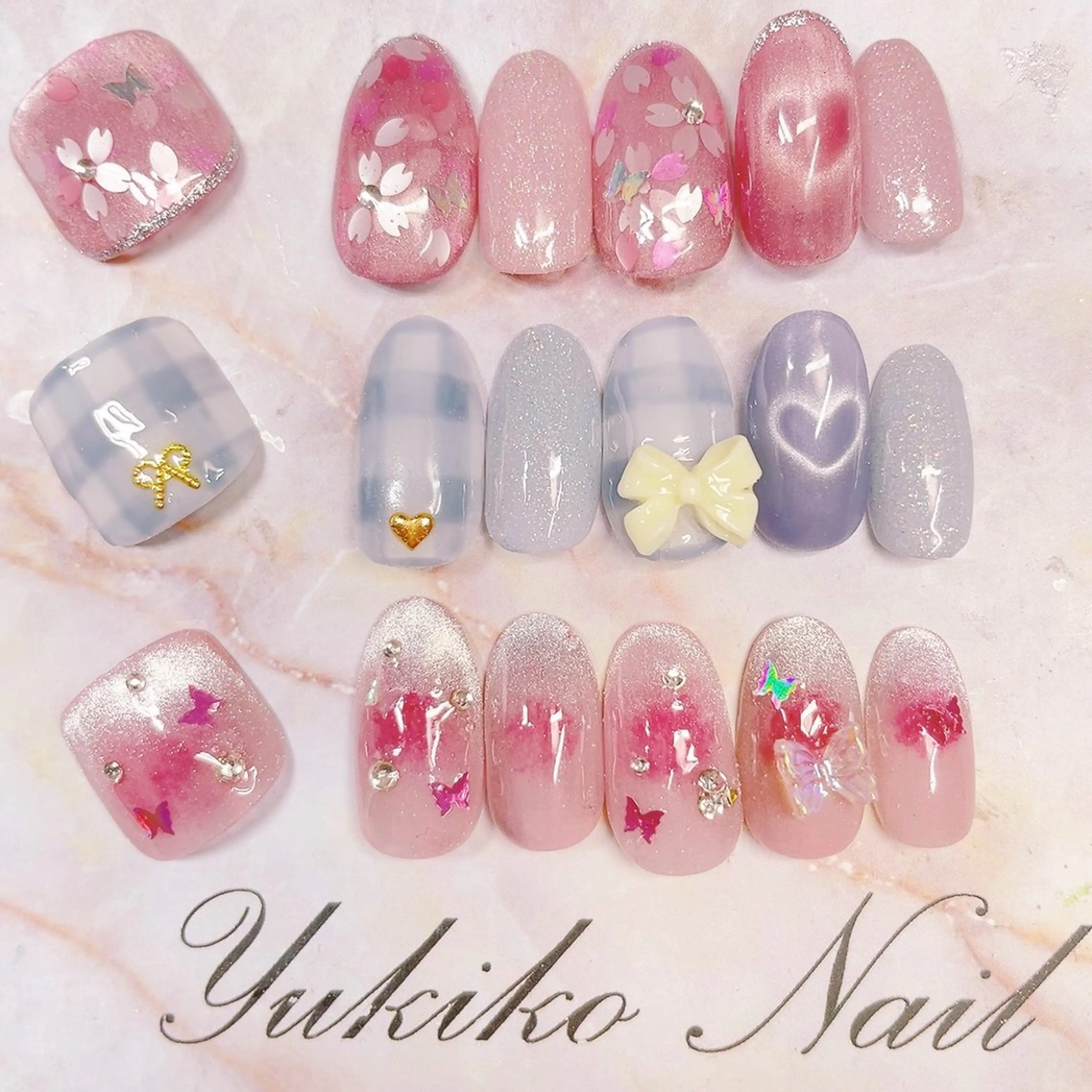 ネイル アートネイル チークネイル 桜ネイル フットネイル ハート ユキコ ネイルのネイルデザイン