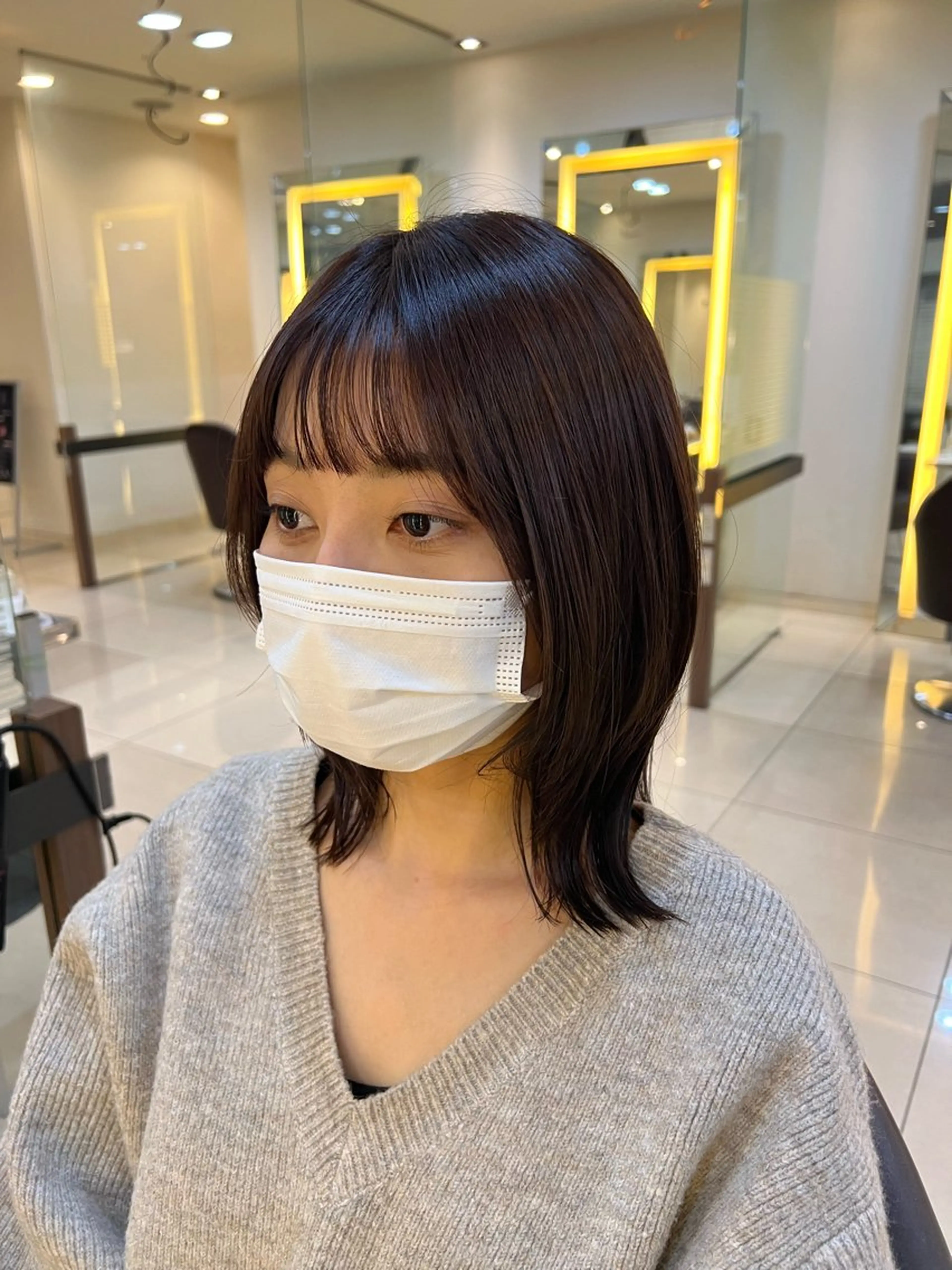 ミディアム くびれヘア 顔周りカット レイヤーカット カット ヘアカラー 🌺まなみ/ うる艶カラー🌺のヘアスタイル