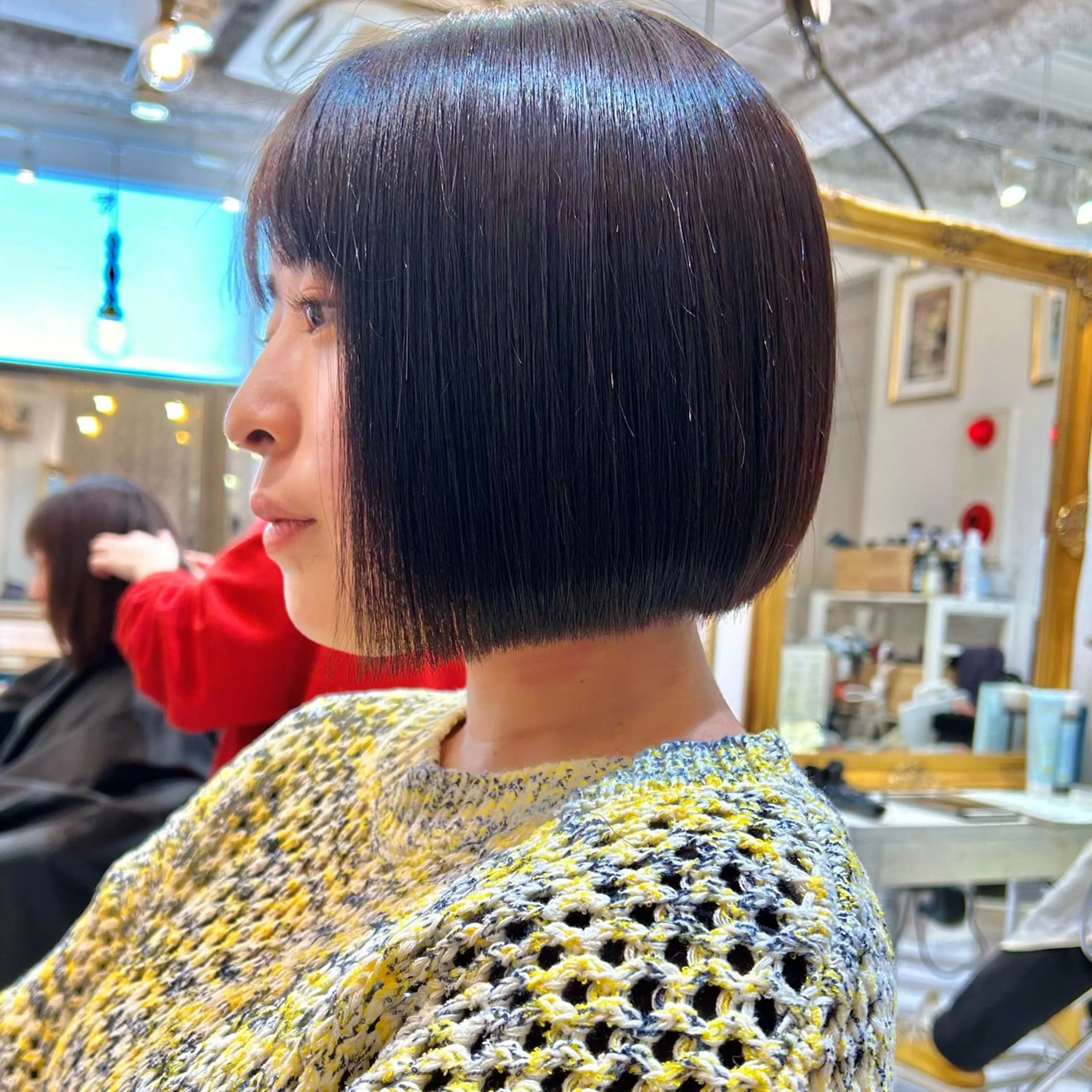 ミディアム ボブ 縮毛矯正 カット 縮毛矯正 トリートメント 髪質改善【縮毛矯正】 北千住 田邉 澪のヘアスタイル