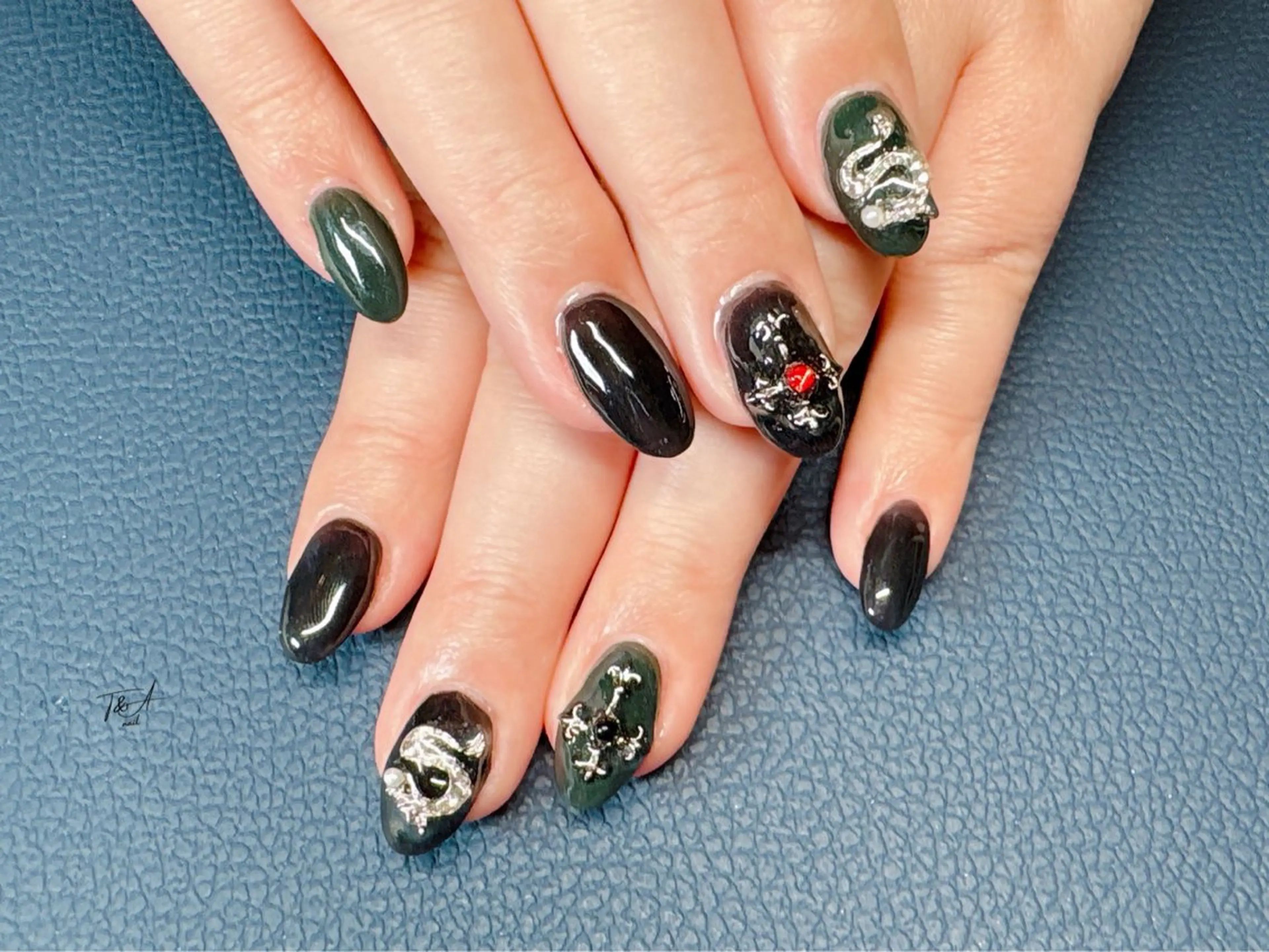 ネイル 長さ出し ジェルネイル ハロウィン ワンカラーネイル スカルプネイル T&A nailのネイルデザイン