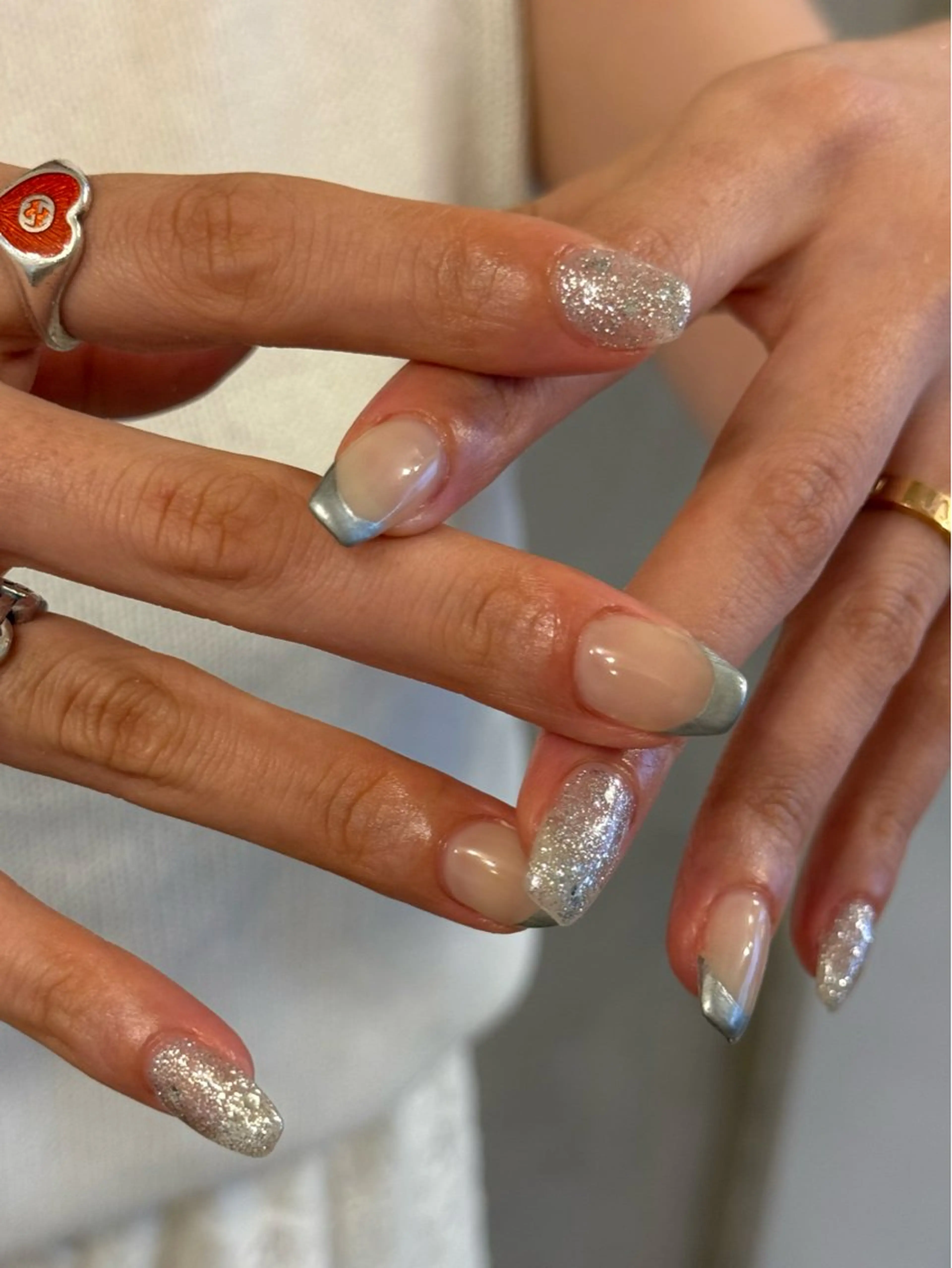 ネイル フレンチネイル キラキラネイル 持ち込み ハンドネイル filonnail asukaのネイルデザイン