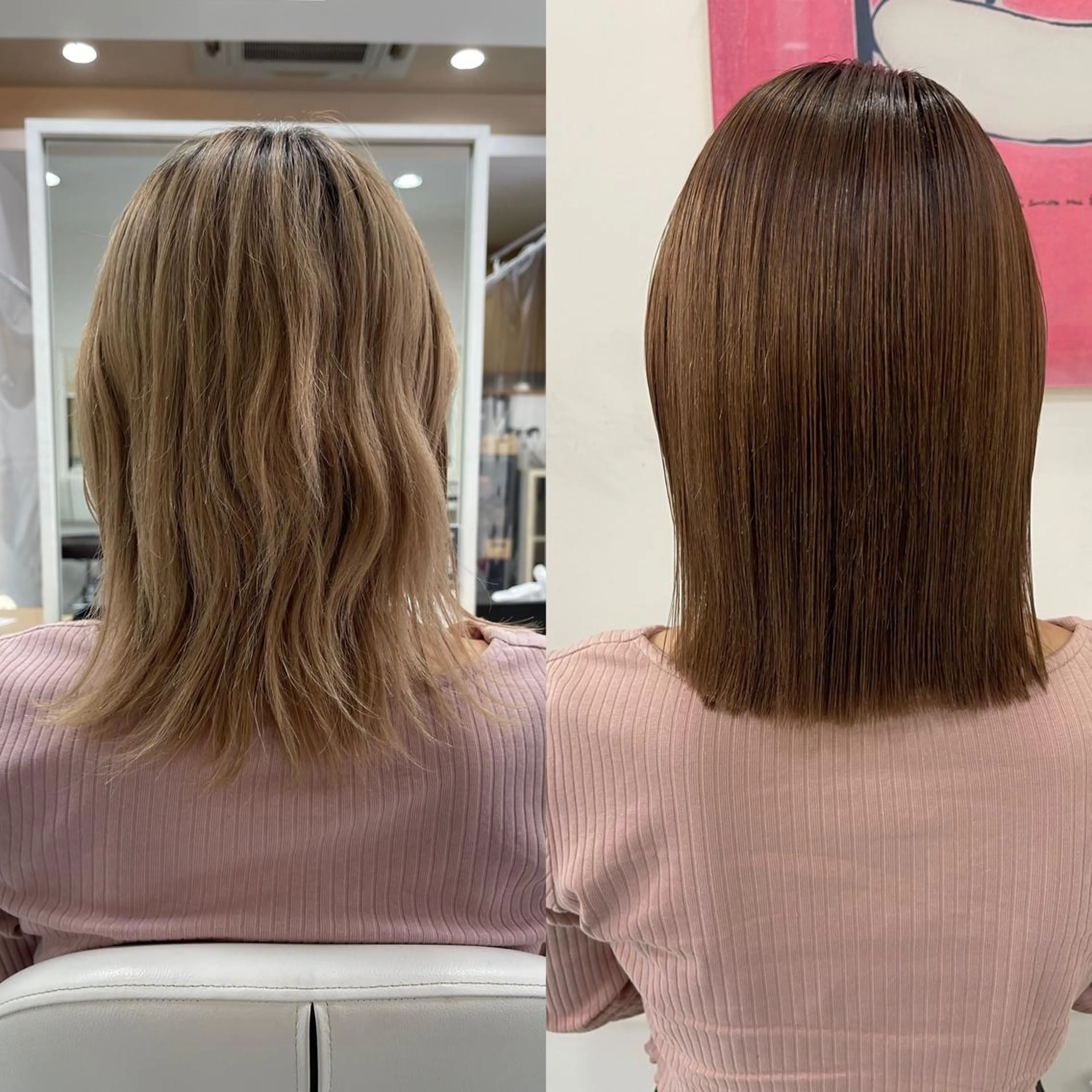 ミディアム カラー パーマ ブリーチ 髪質改善 ストレートパーマ カット 縮毛矯正 髪質改善/縮毛矯正 /ブリーチ矯正/岡部のヘアスタイル