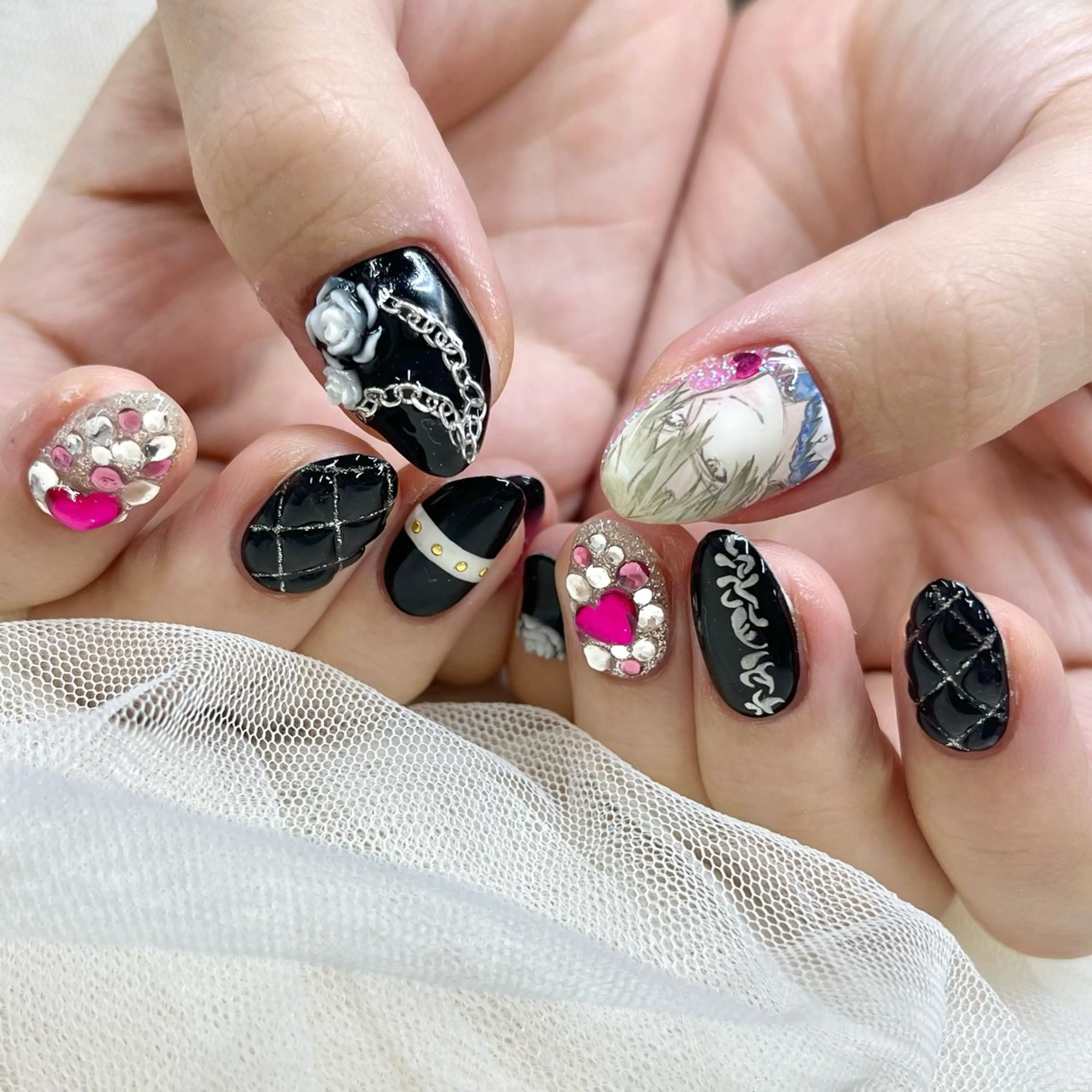 ネイル ハート 持ち込み 池袋痛ネイル Nok. 渡辺のネイルデザイン