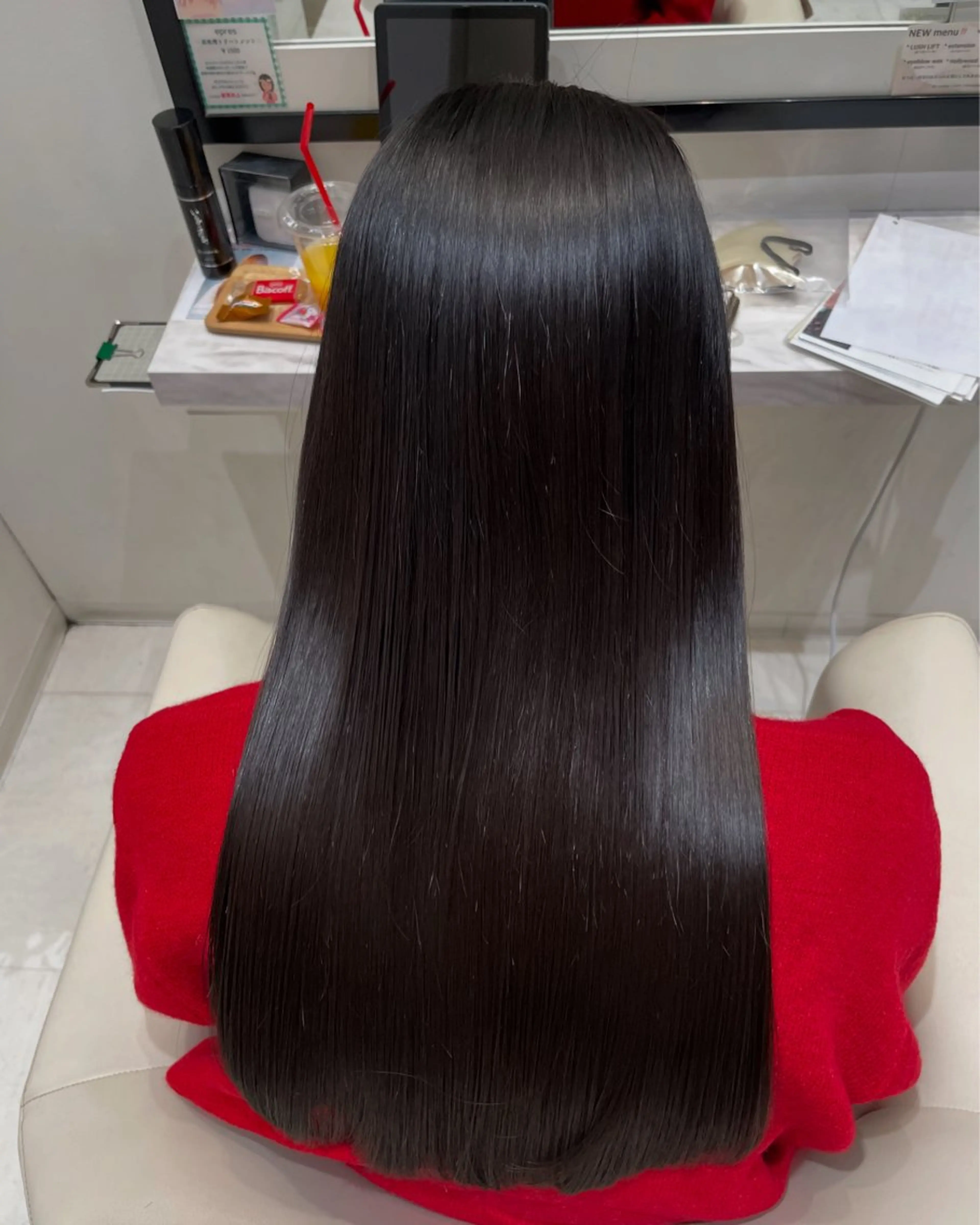 ロング パーマ 伸ばしかけ 縮毛矯正 k-twoたき✨艶感 カラー／美髪矯正のヘアスタイル