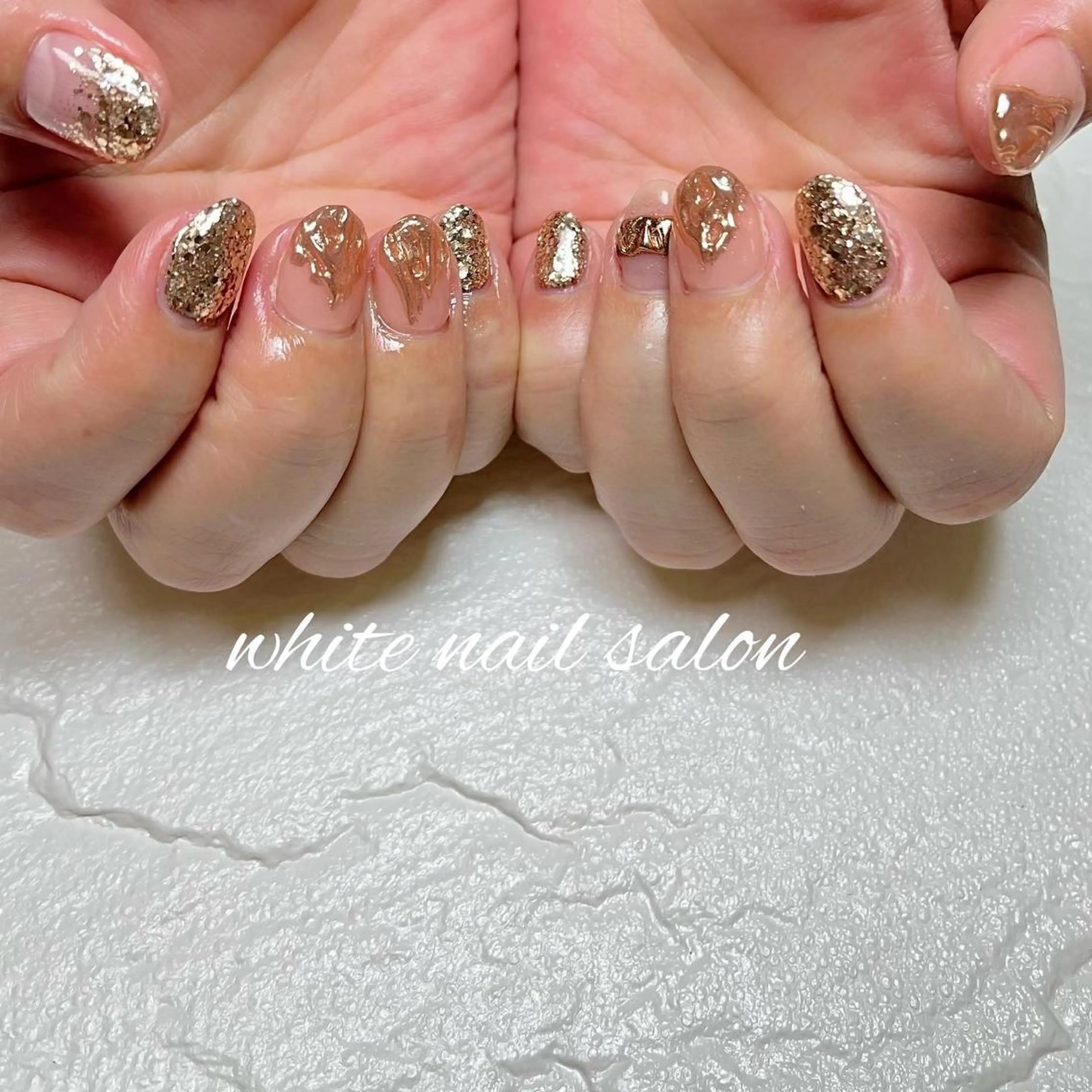 ネイル フットネイル ジェルネイル ハードジェル ラメ(グリッター) 持ち込み ハンドネイル white nail salonのネイルデザイン