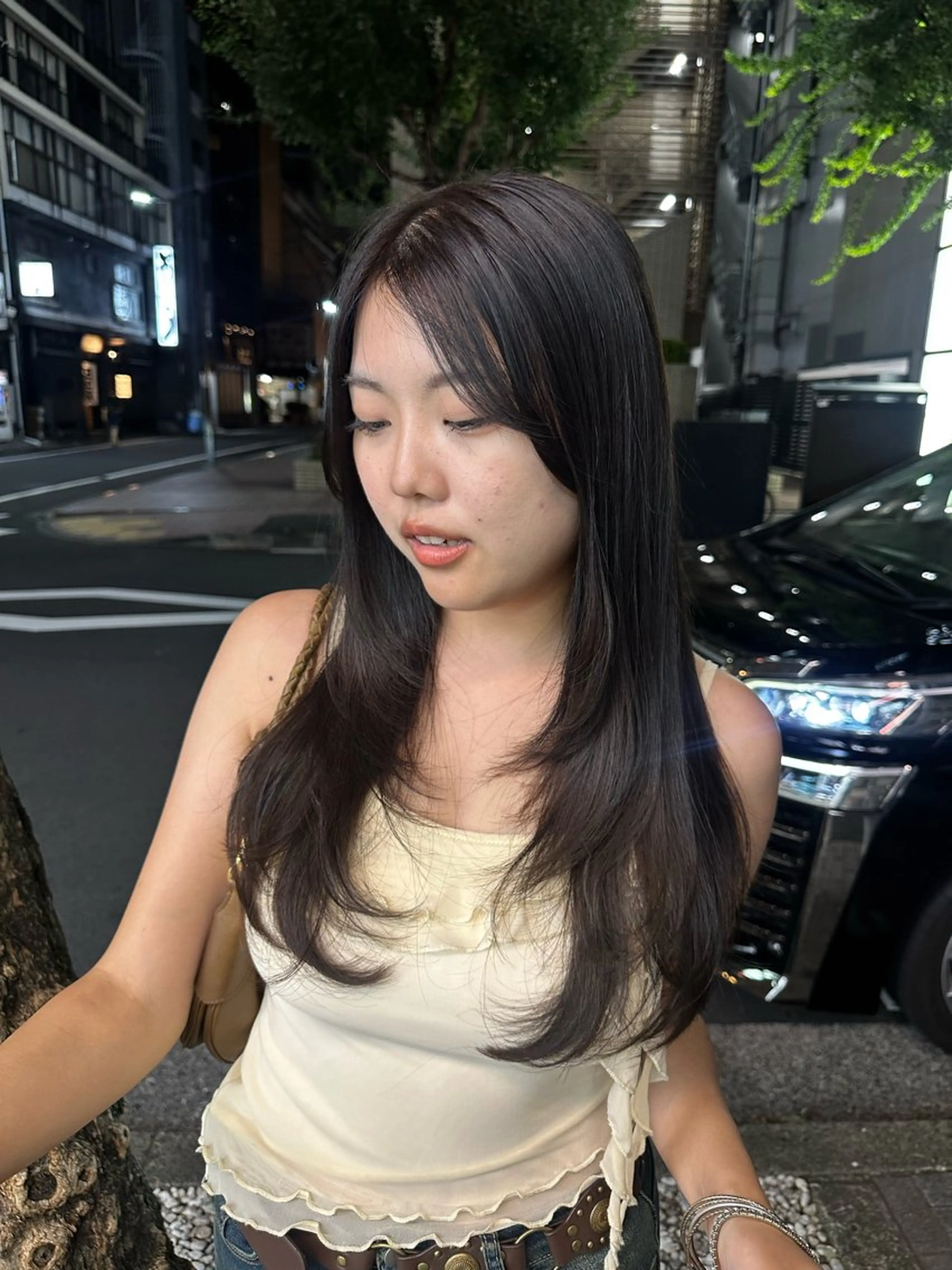 ロング カラー ヘアアレンジ タイトボブ個性派カラ ーAKANEのヘアスタイル