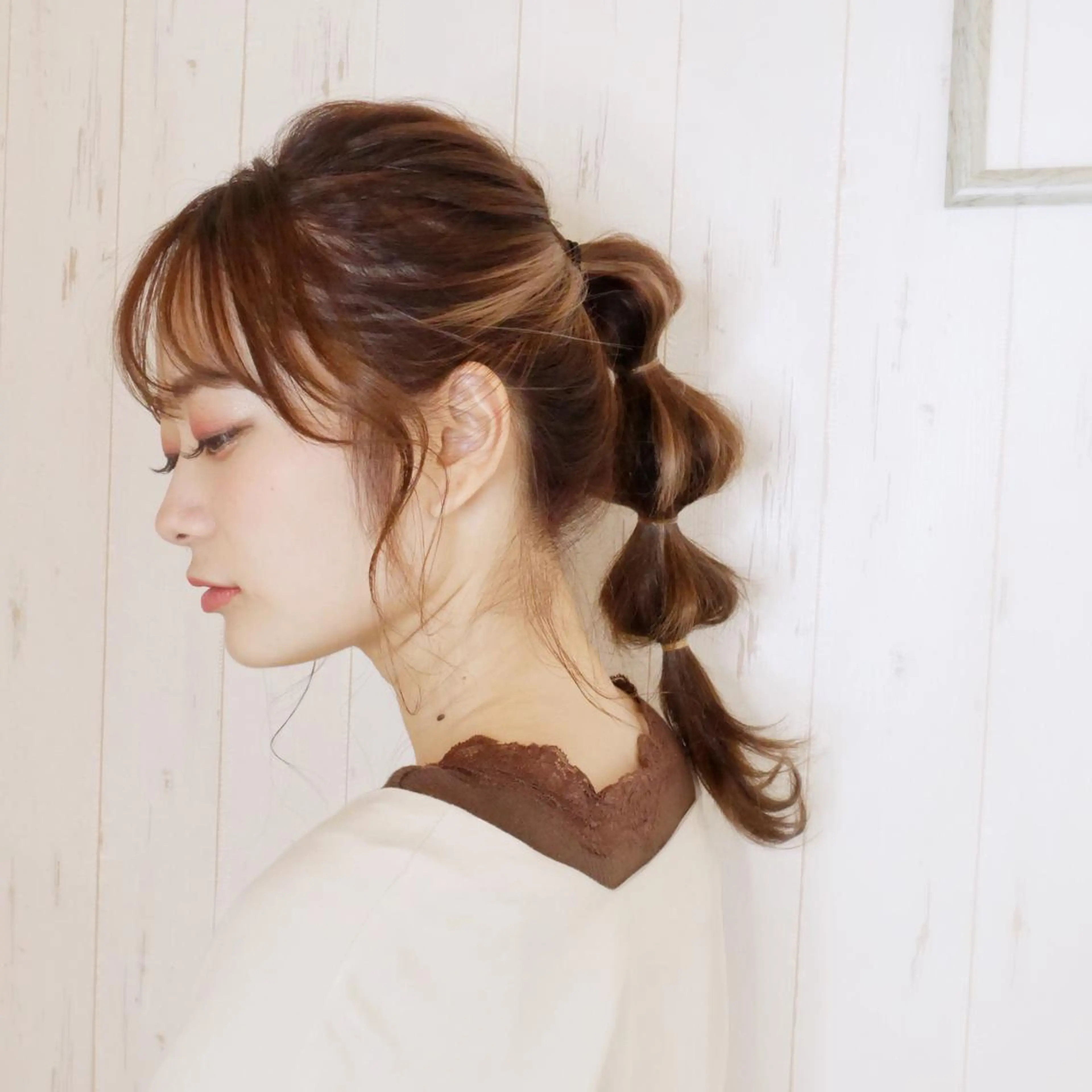 セミロング ヘアアレンジ 簡単アレンジ ボブ/透明感カラー 🤍永田真穂のヘアスタイル