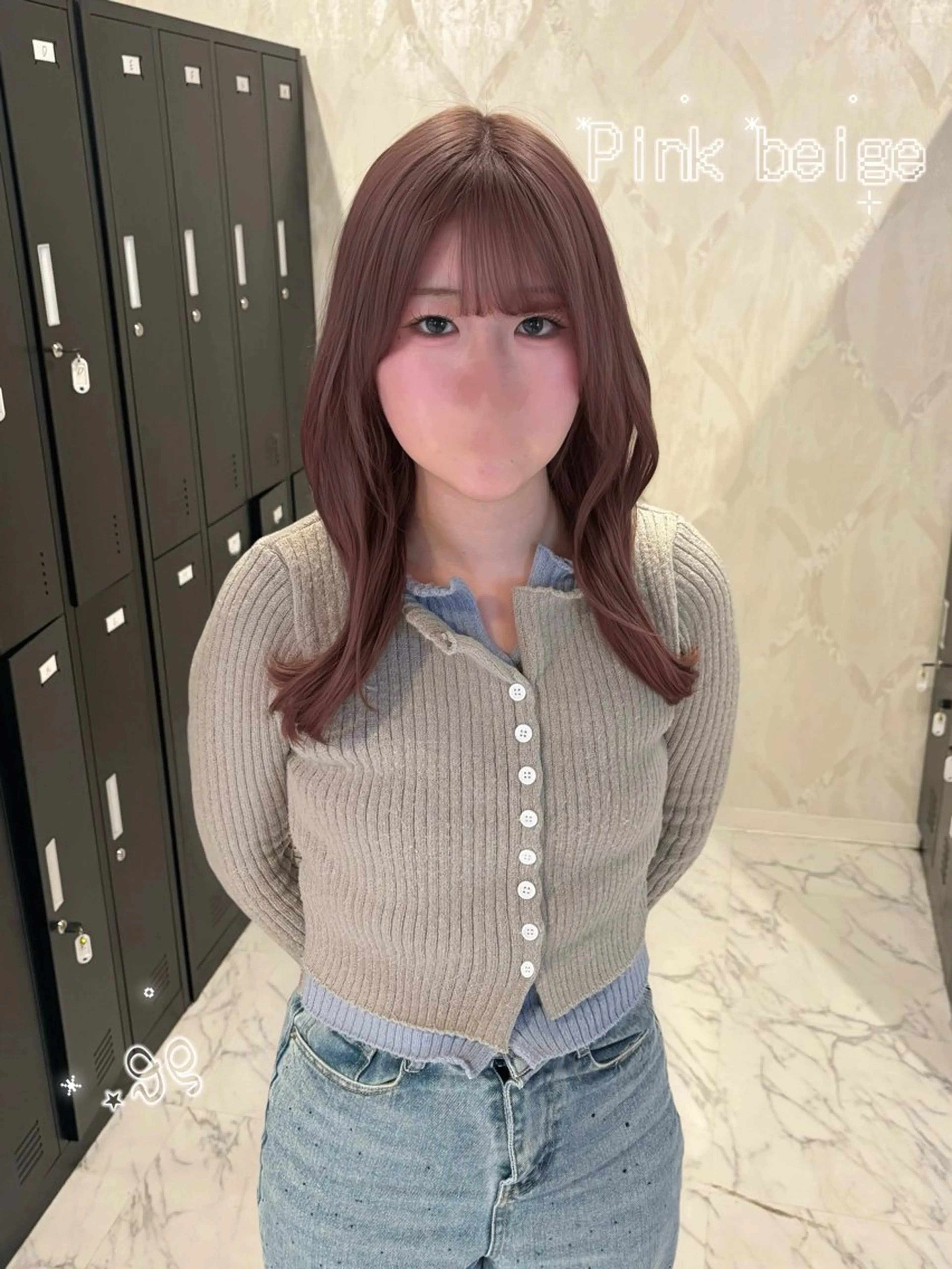 セミロング カラー ベージュカラー ピンクカラー ピンクベージュ ヘアカラー ブリーチモデル募集中 星川まお𝜗𝜚のヘアスタイル