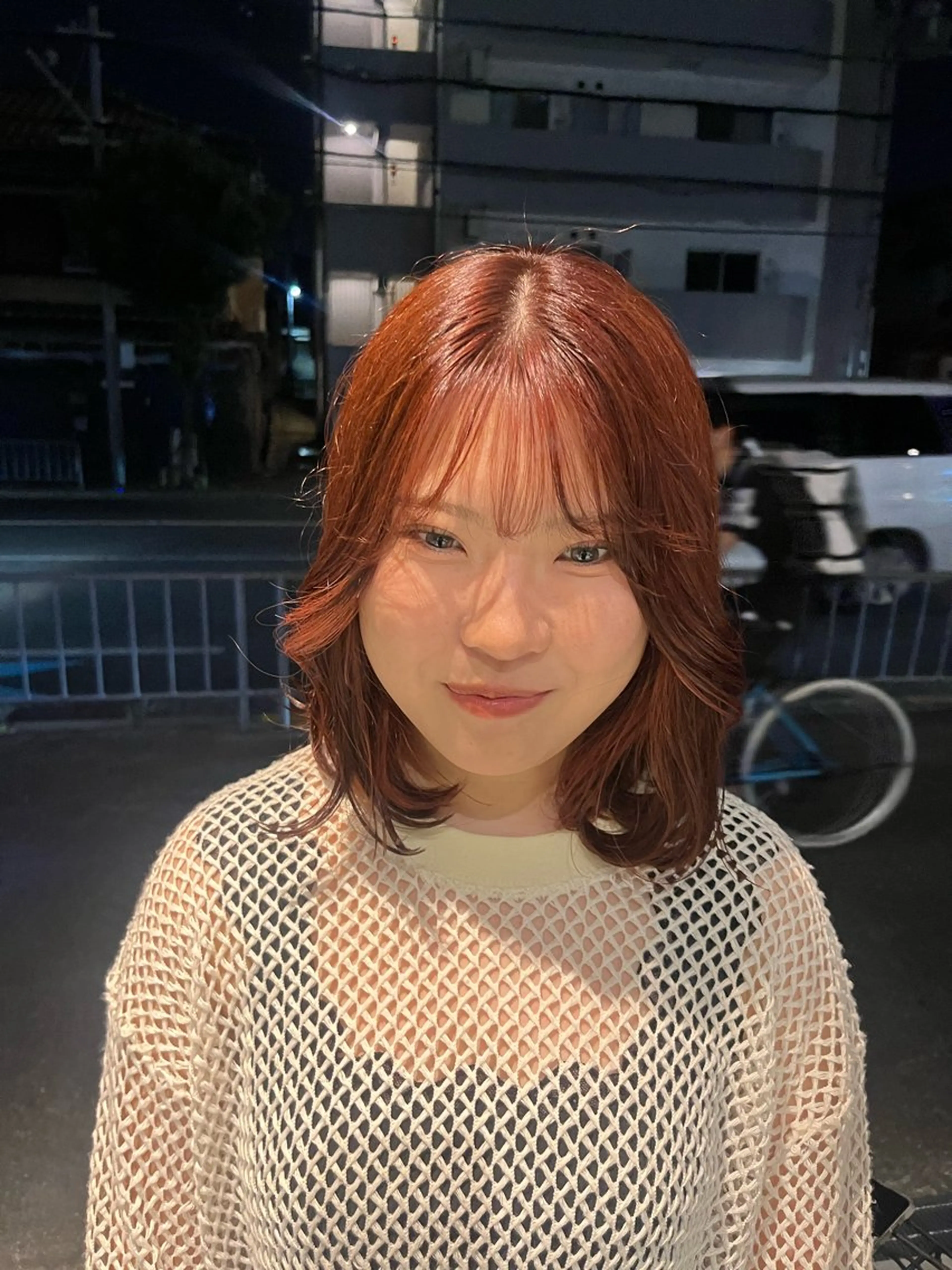 カラー ブリーチ ブリーチなしカラー 藤井 美歩/赤髪のヘアスタイル