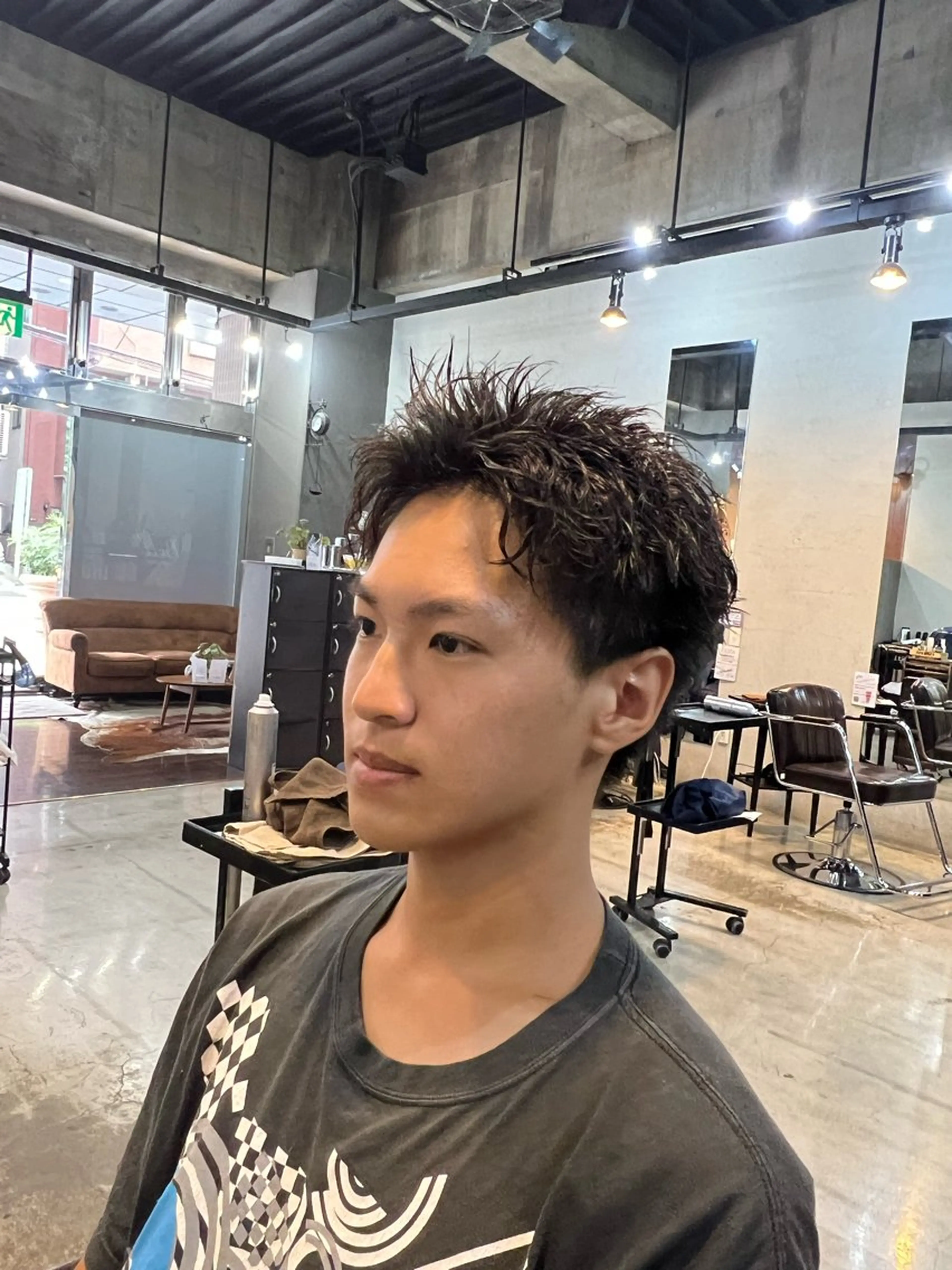 ショート パーマ メンズ アップバング Men's NAM 八角のヘアスタイル