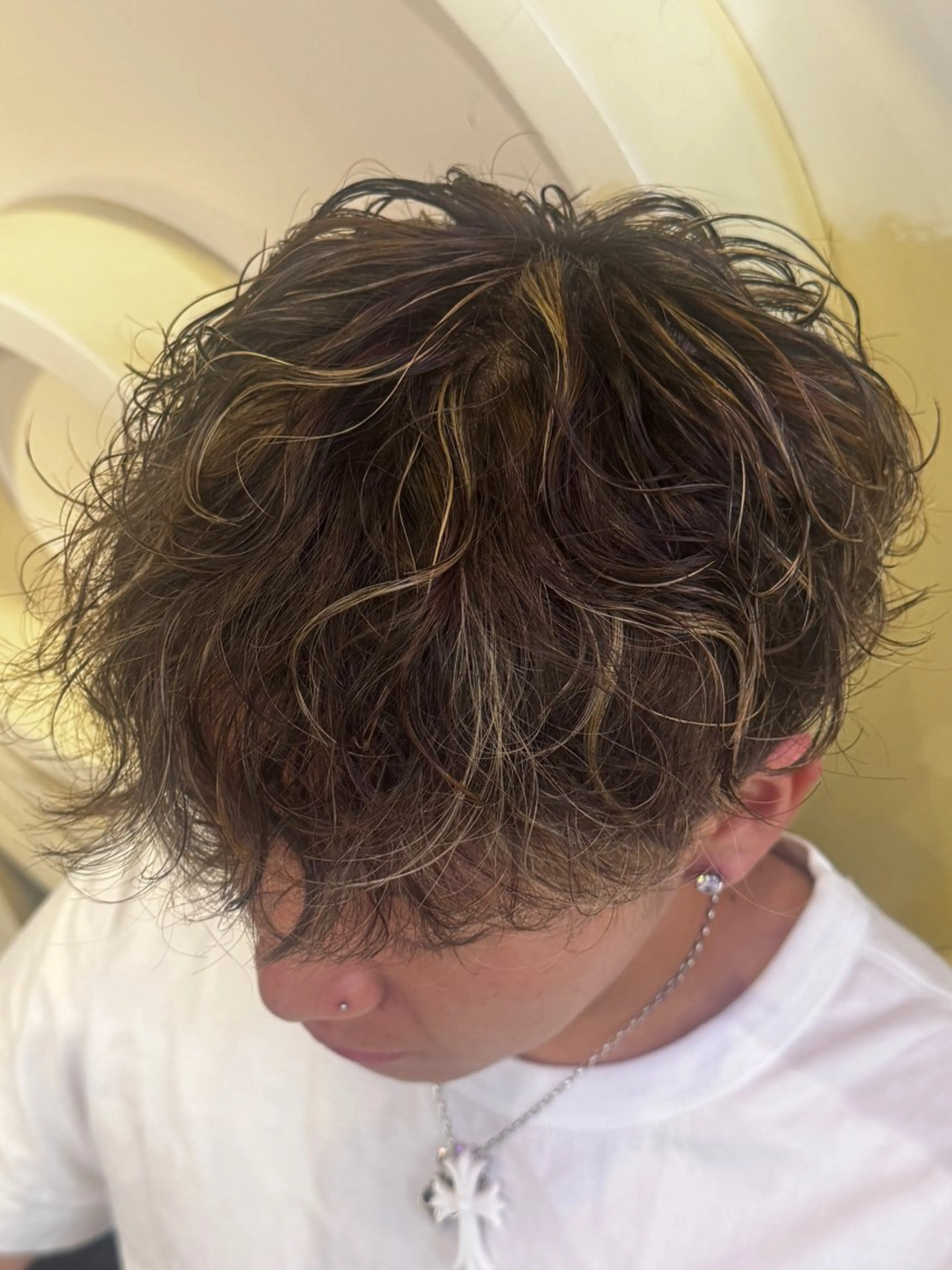ショート カラー メンズ メンズメッシュ メッシュ ナチュラルカラー/ フェードのヘアスタイル