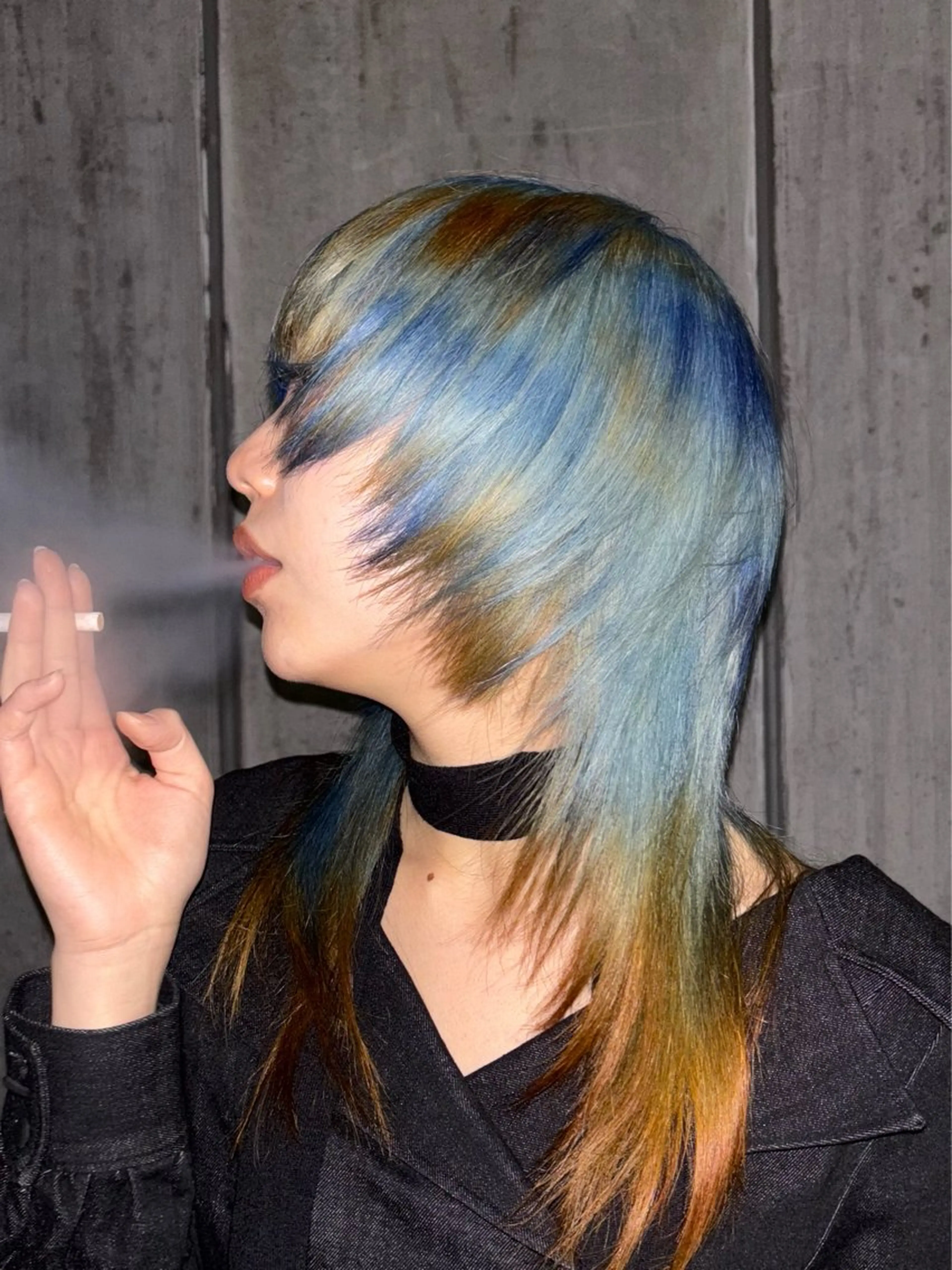 セミロング ヘアカラー ハイトーン/デザイン カラー/複雑履歴葉月のヘアスタイル