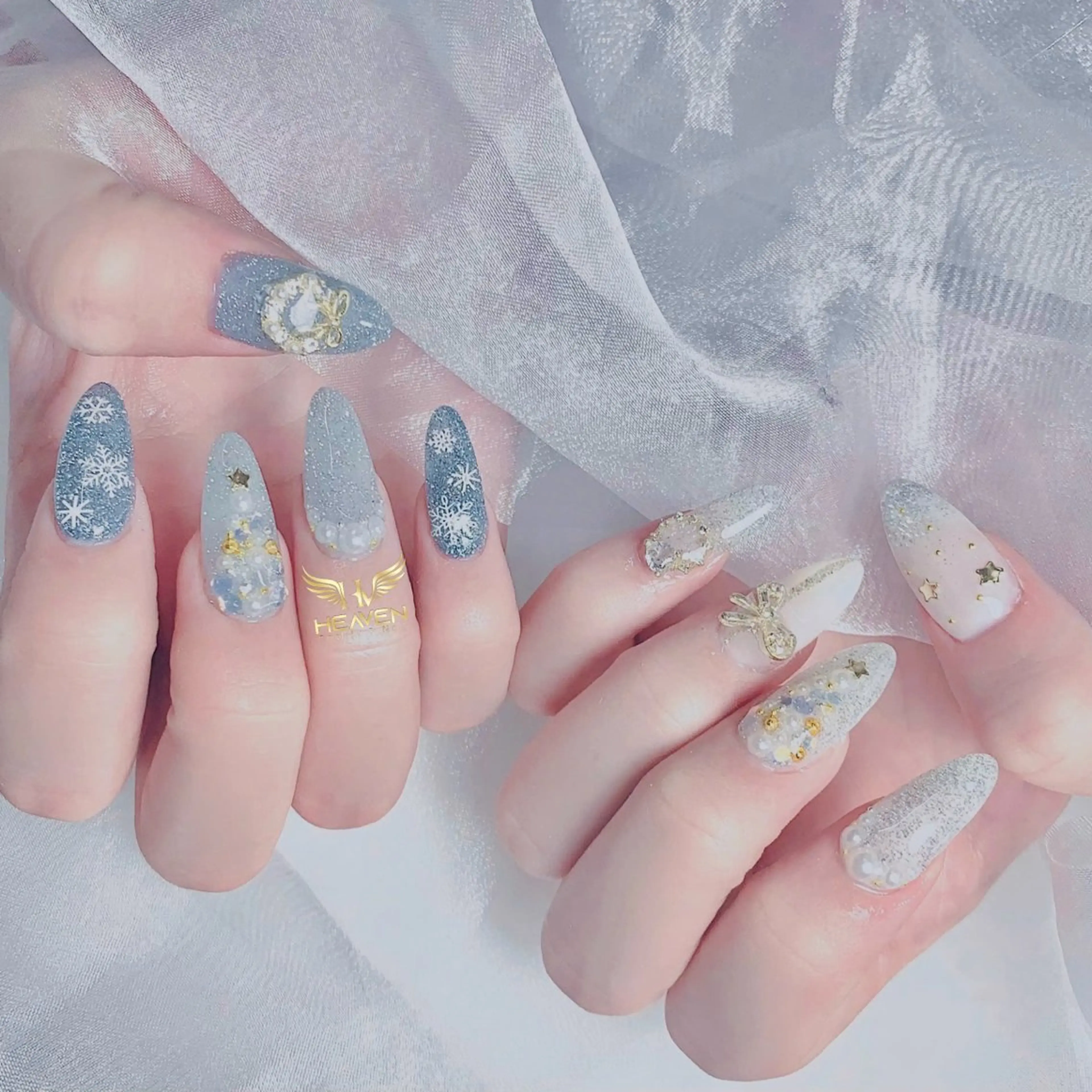 ロング 韓国風ヘア クリスマス Mika nail salon 鶯谷のネイルデザイン