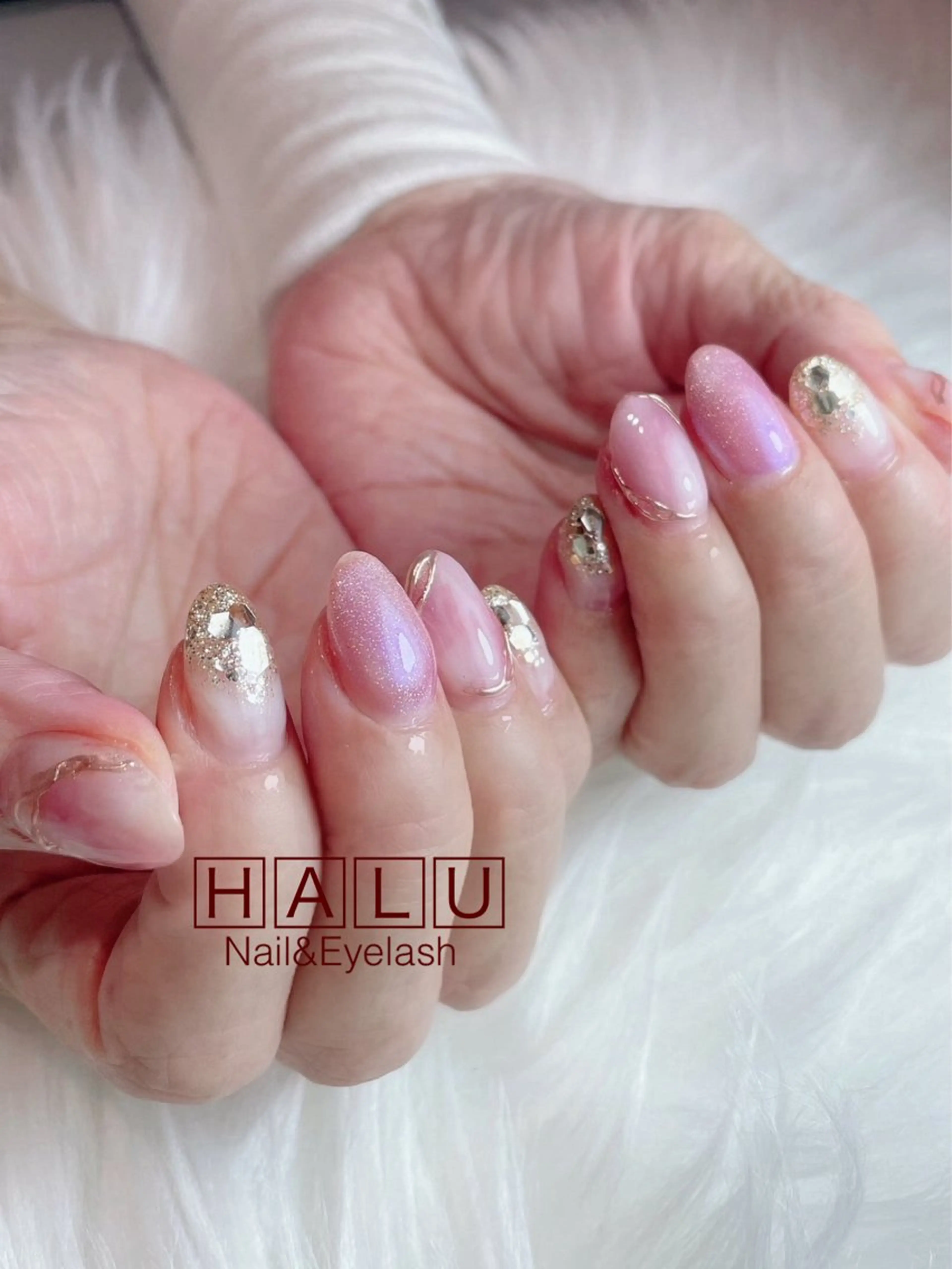 ネイル ゴールド ピンク HALU ハルのネイルデザイン