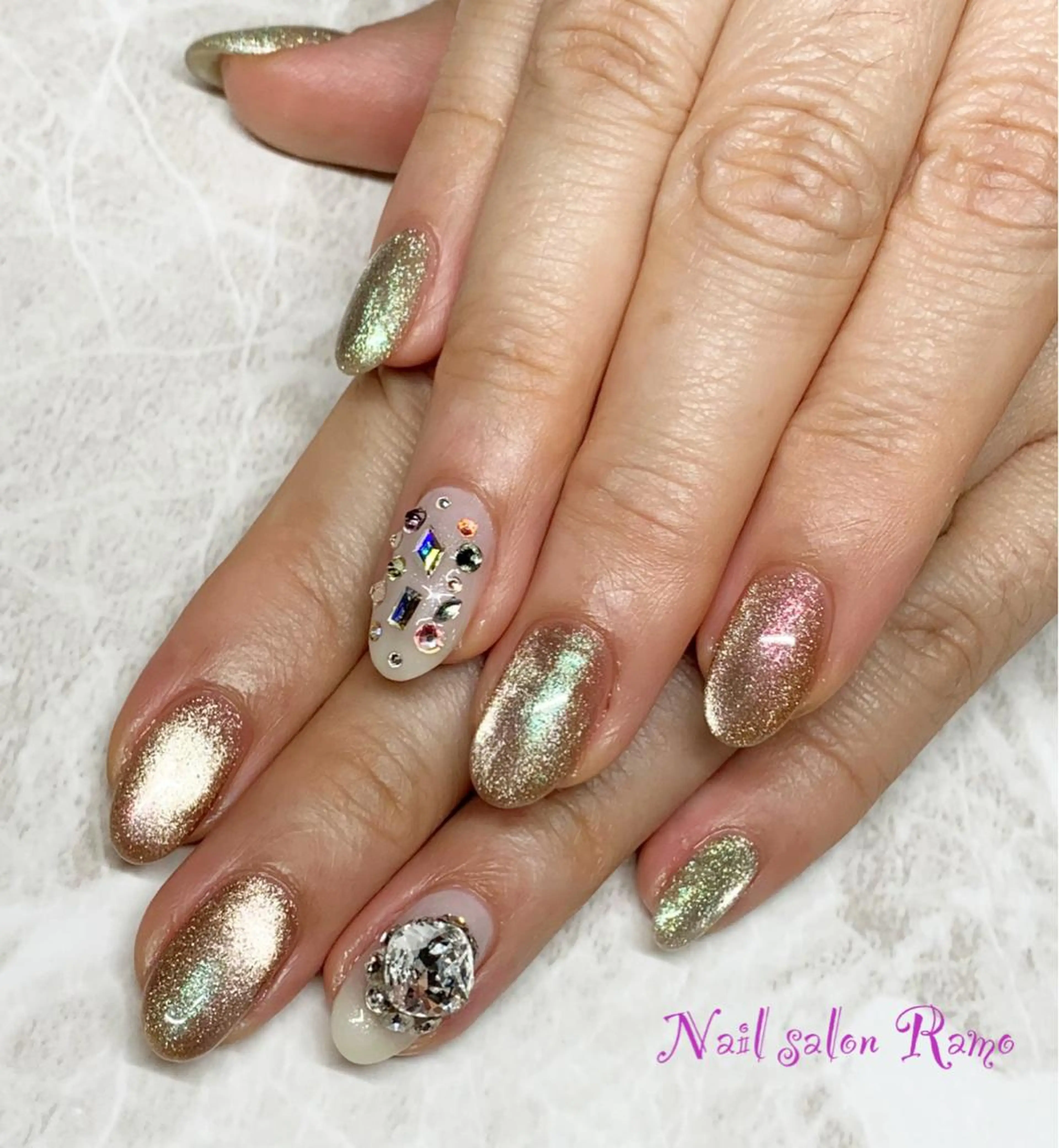 ネイル アートネイル ブルー ジェルネイル マグネットネイル パラジェル Nail salon Ramo所属・松田 祥子のネイルデザイン