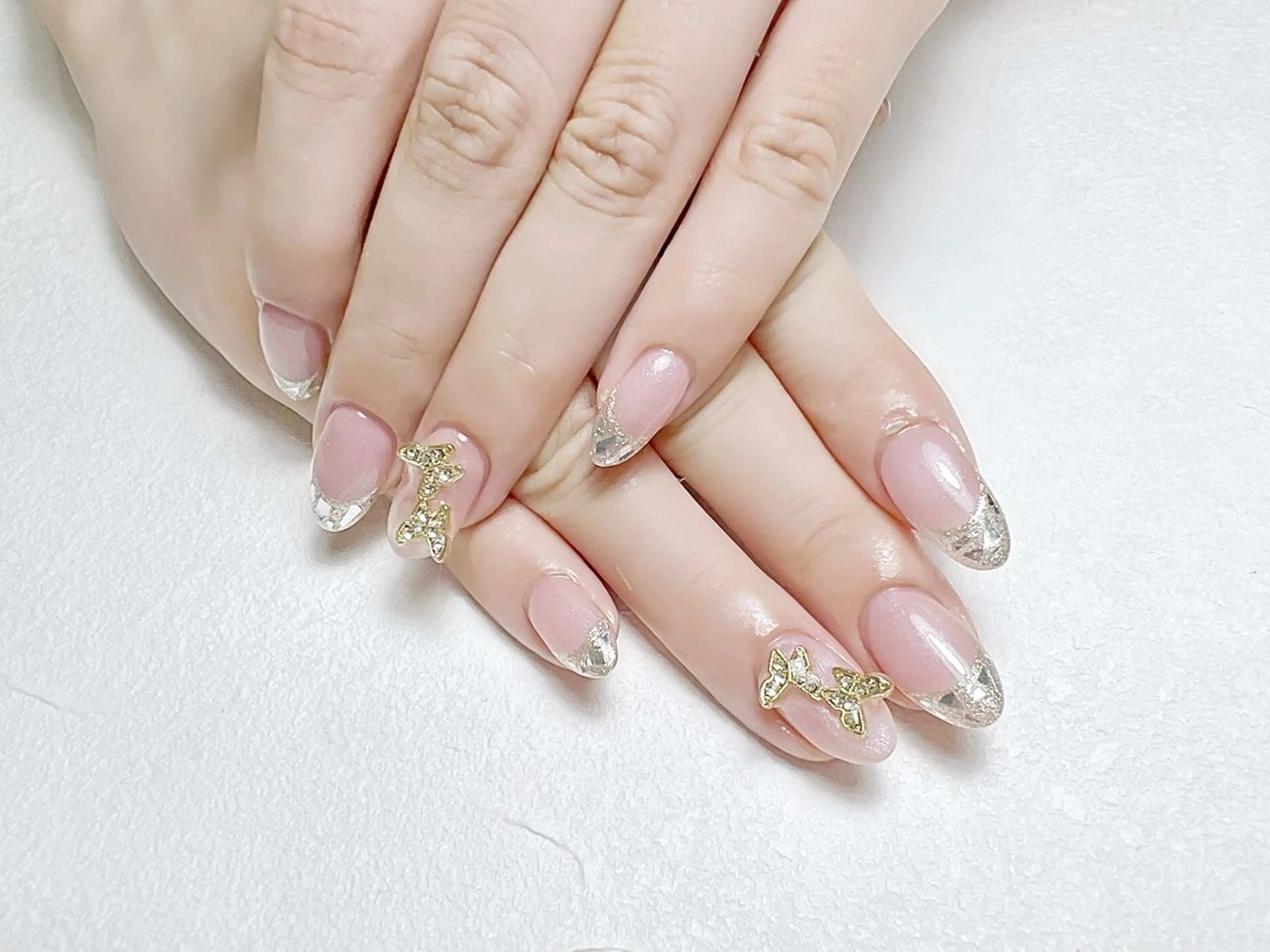 ネイル フレンチネイル ガラスフレンチ オフィスネイル rouse nail RISATOのネイルデザイン