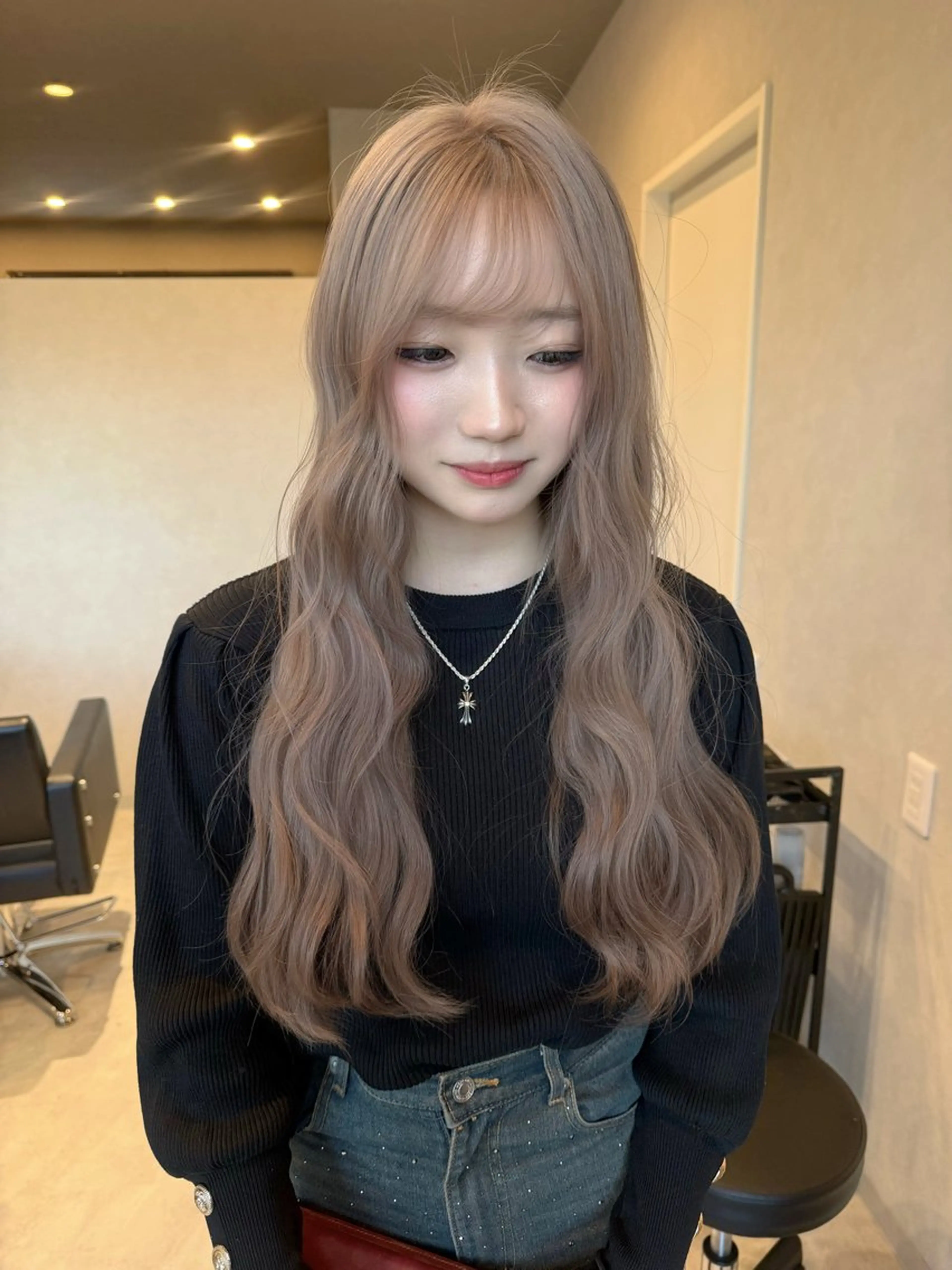 ロング カラー グレージュ ヘアカラー 透明カラー/レイヤー misaki °*のヘアスタイル