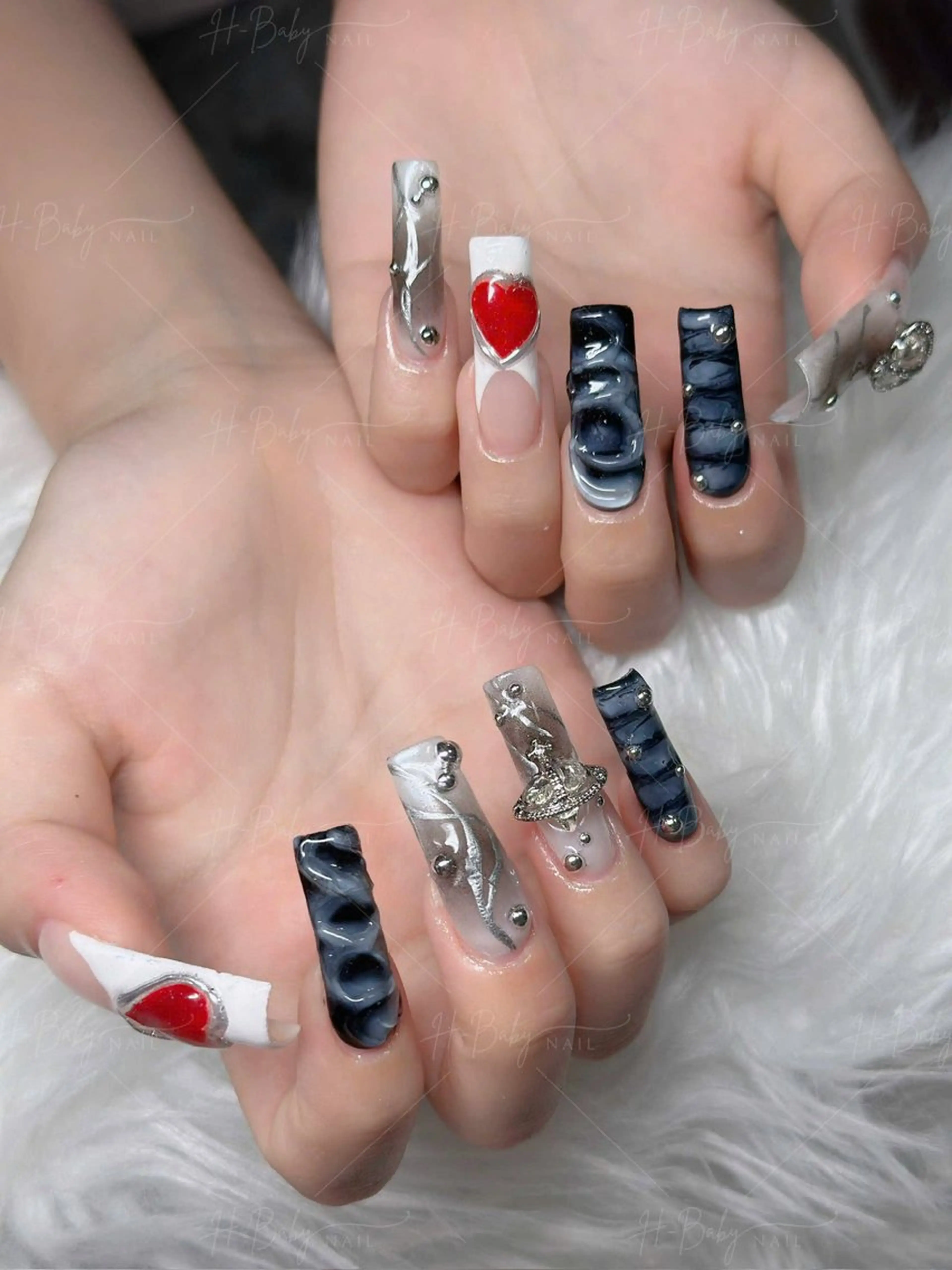 ネイル オーロラネイル フレンチネイル ジェルネイル ハロウィン 韓国ネイル ハンドネイル H.baby Nail Salonのネイルデザイン