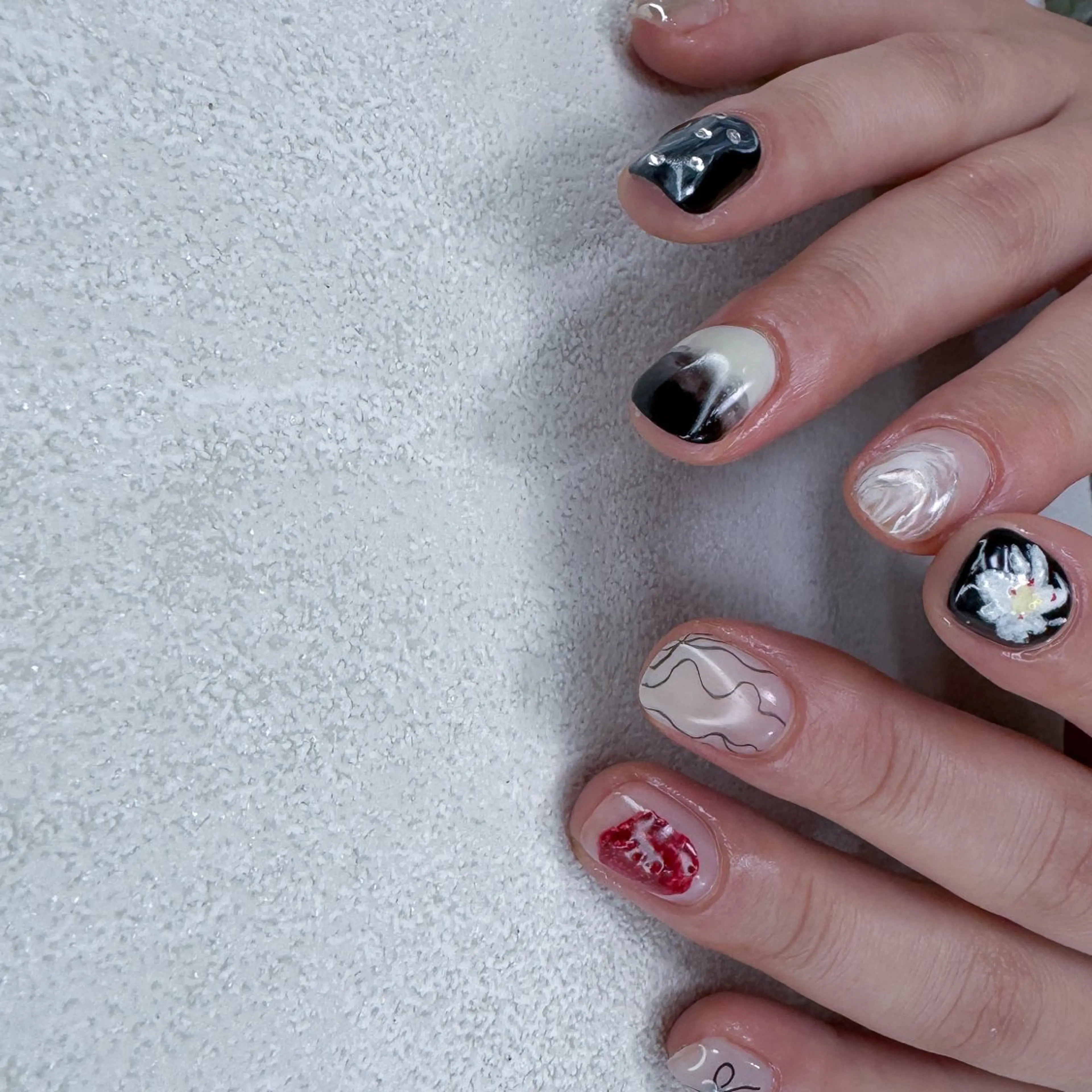 ネイル アートネイル ニュアンスネイル 冬ネイル ハンドネイル pointillé .ayaのネイルデザイン