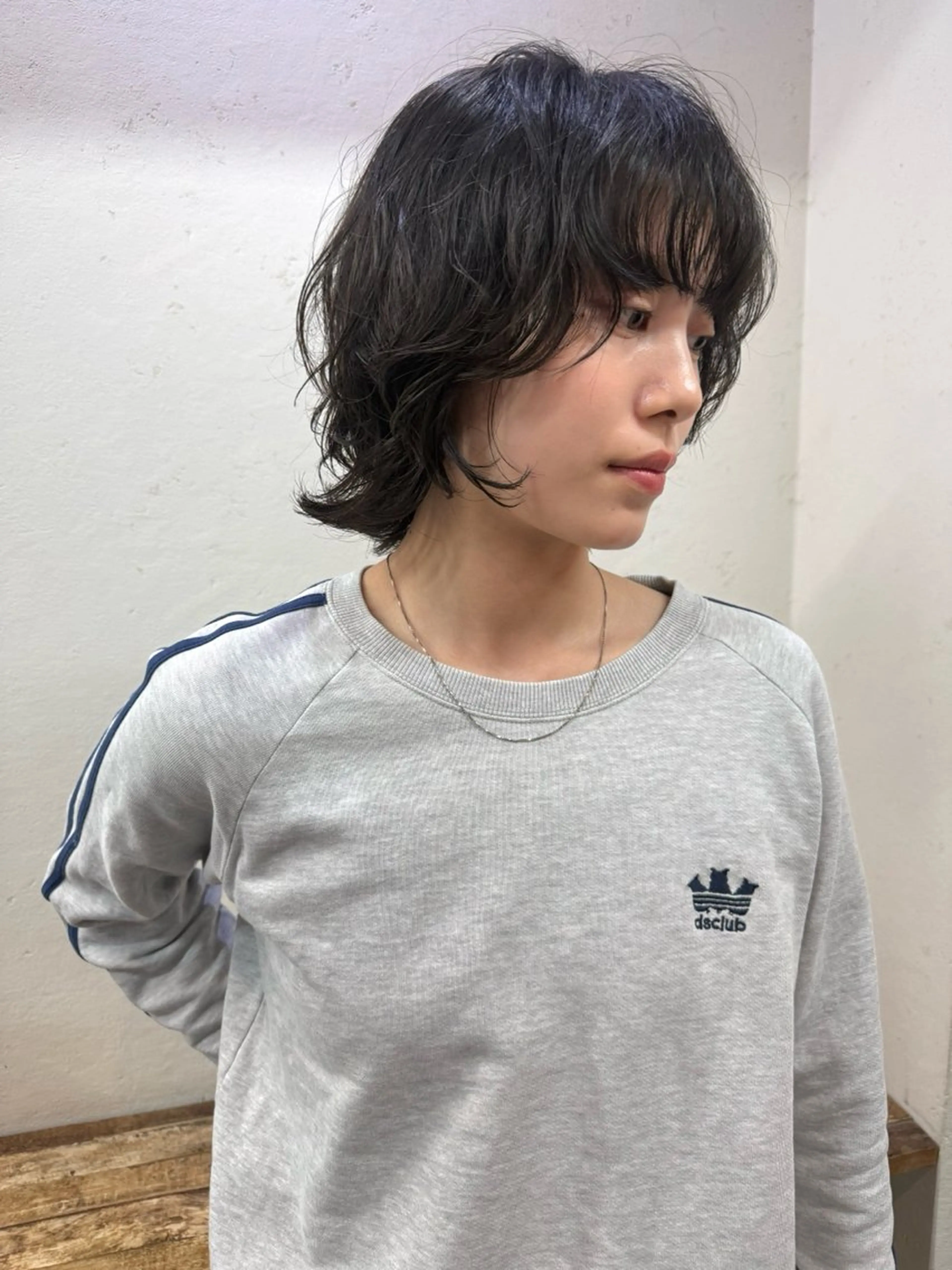 ショート パーマ ボブレイヤー ボブ レイヤーカット ウルフカット ニュアンスパーマ カット パーマ トリートメント 森貴裕/ベージュ/ パーマ/オリーブのヘアスタイル