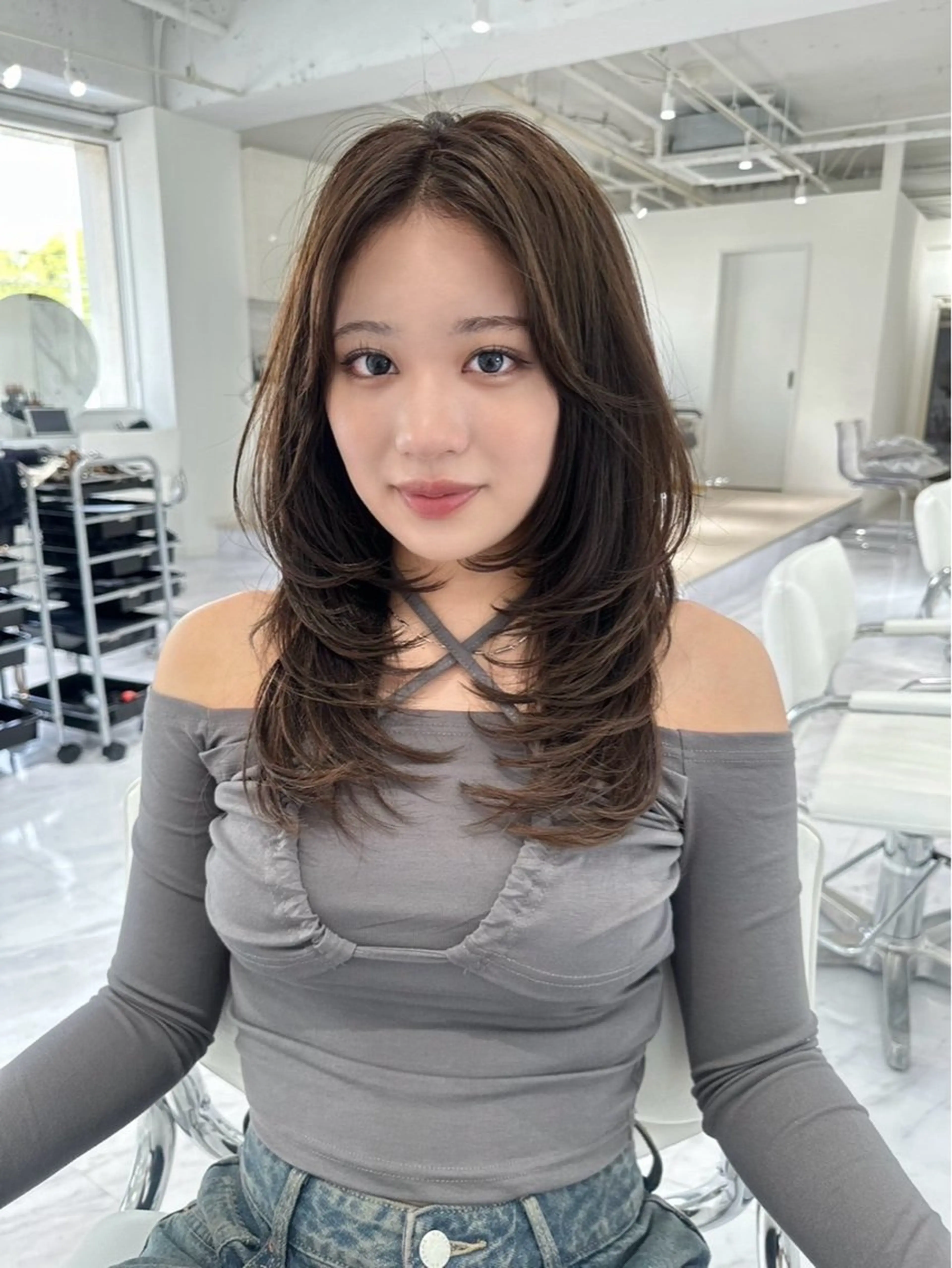 セミロング カラー レイヤー/髪質改善/ ブリーチ/コタケのヘアスタイル