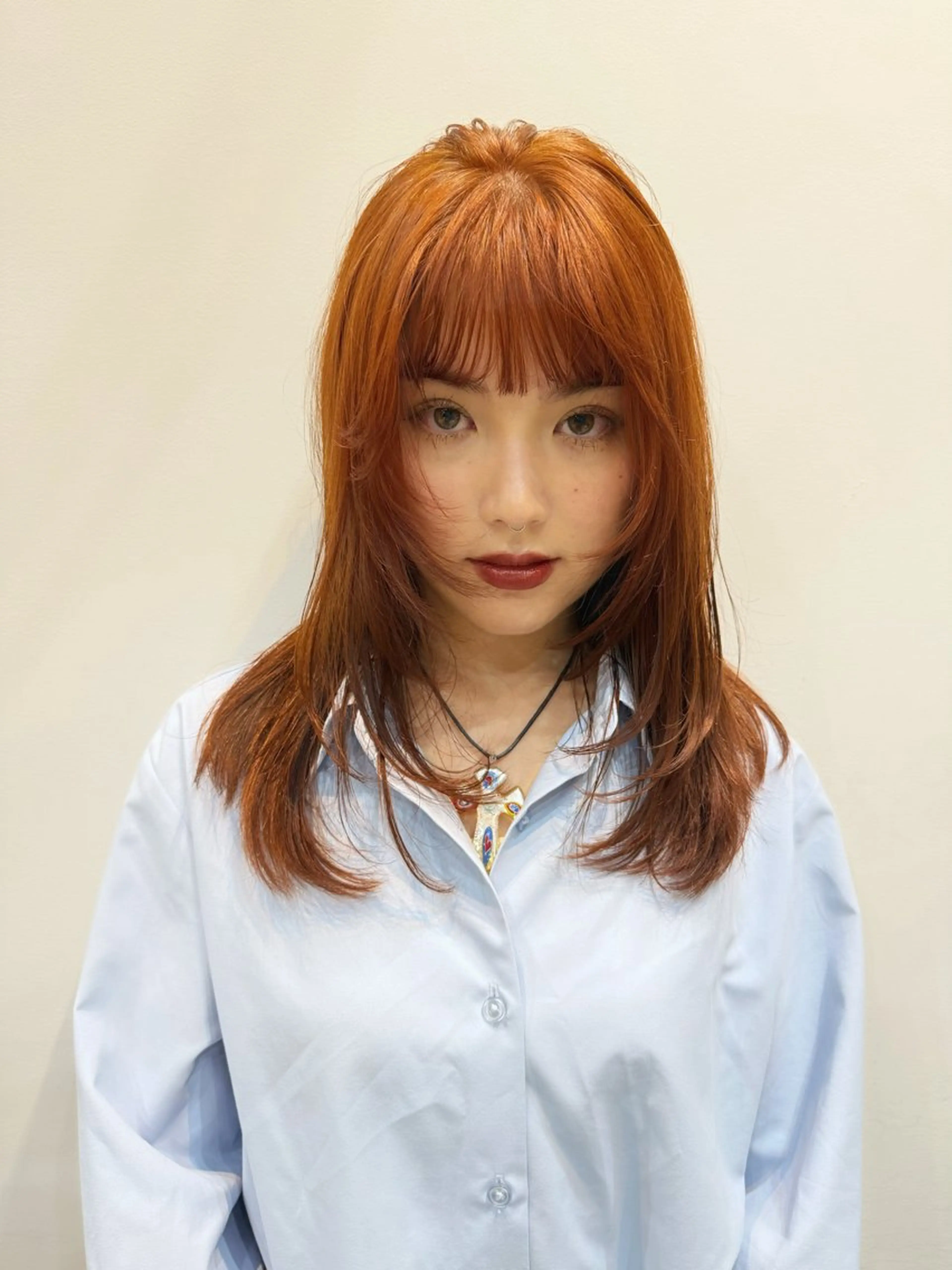 ミディアム カラー ブラウンカラー オレンジ オレンジブラウン ❤️アヤカ Wカラー ボブ レイヤー❤️のヘアスタイル