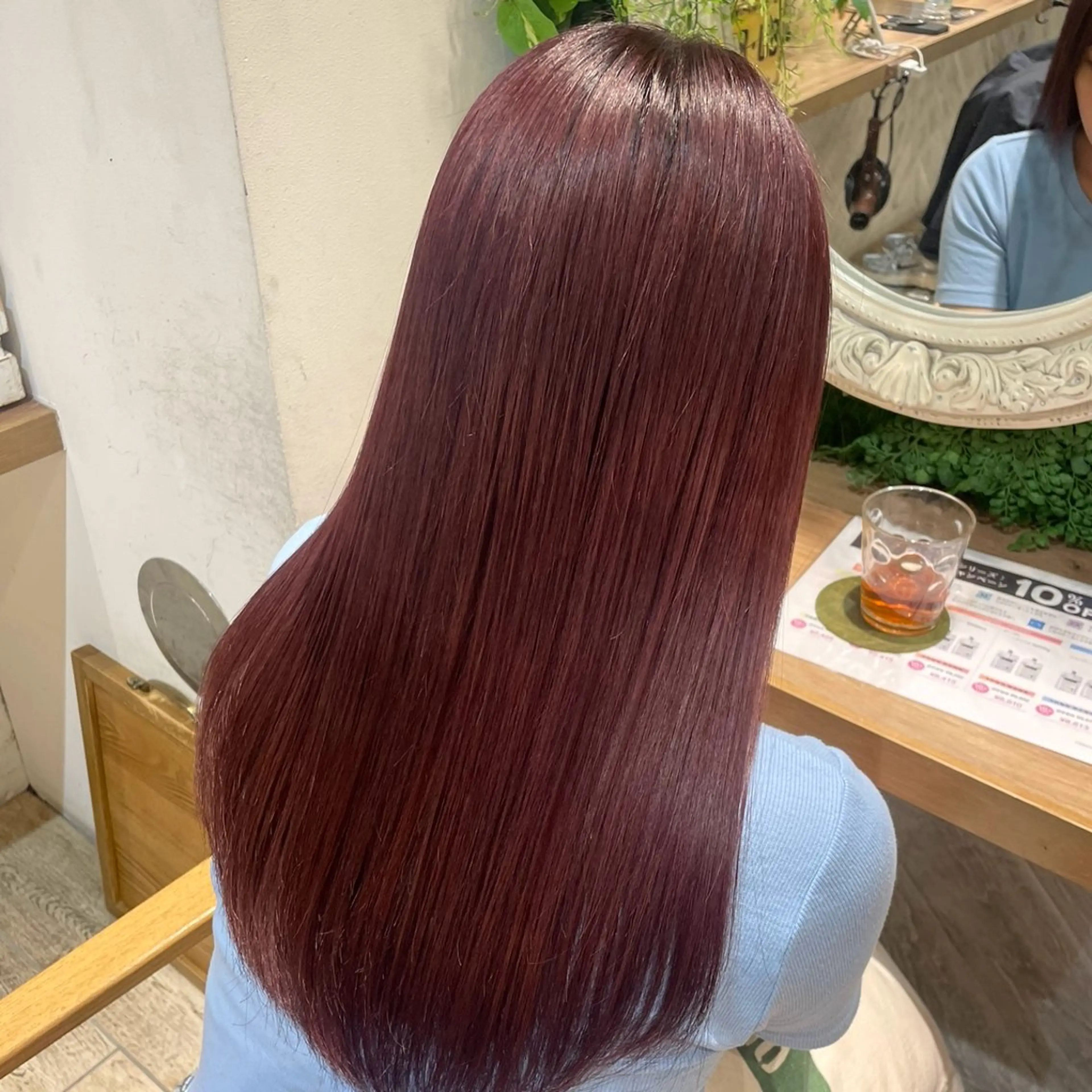 セミロング カラー ピンクカラー レッドカラー ヘアカラー トリートメント 横浜パーマ🌐メンズ 暖色カラーもえかのヘアスタイル