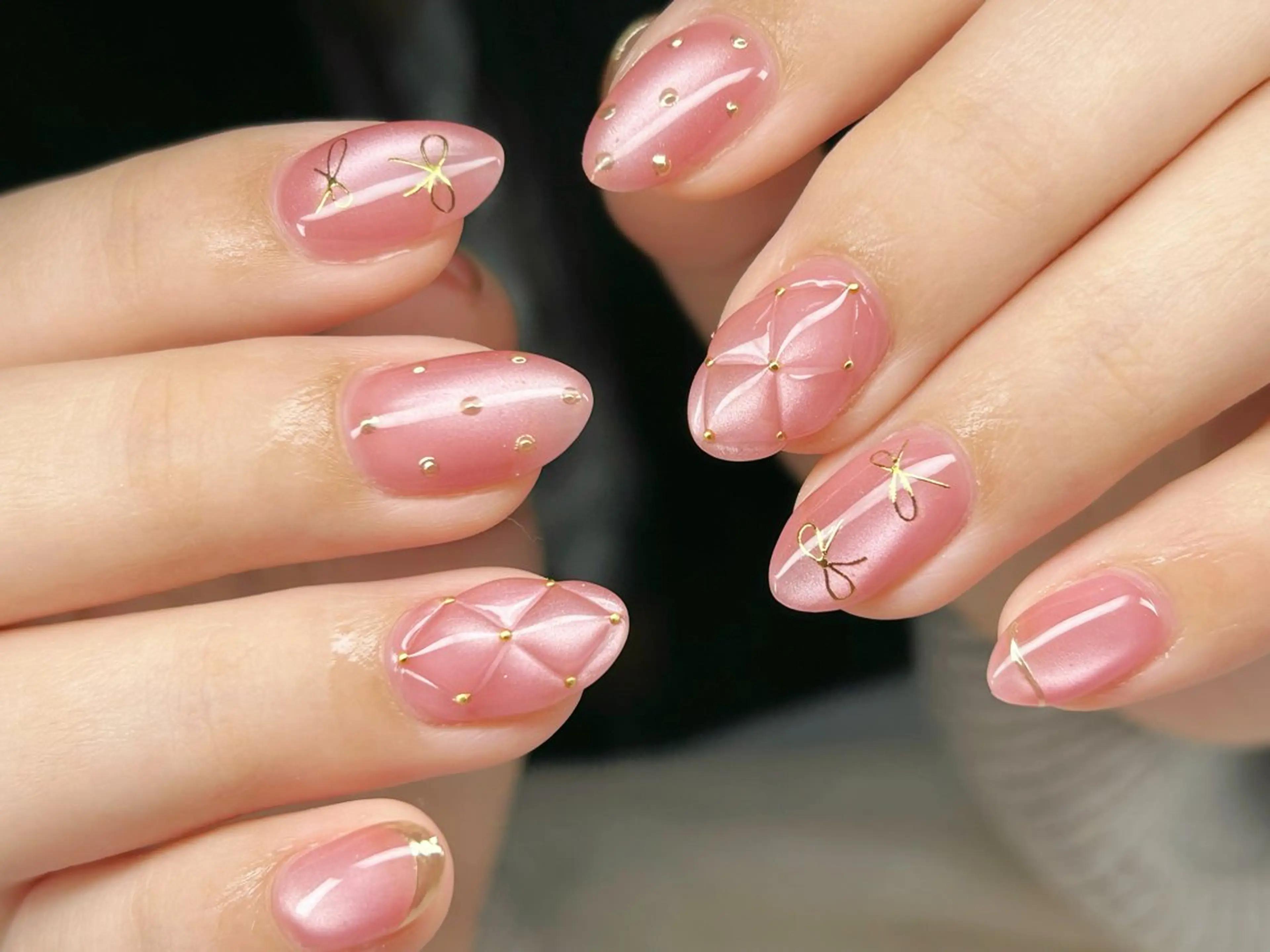 ネイル アートネイル チークネイル 成人式 入学式 長さ出し ハンドネイル Lino Nailのネイルデザイン