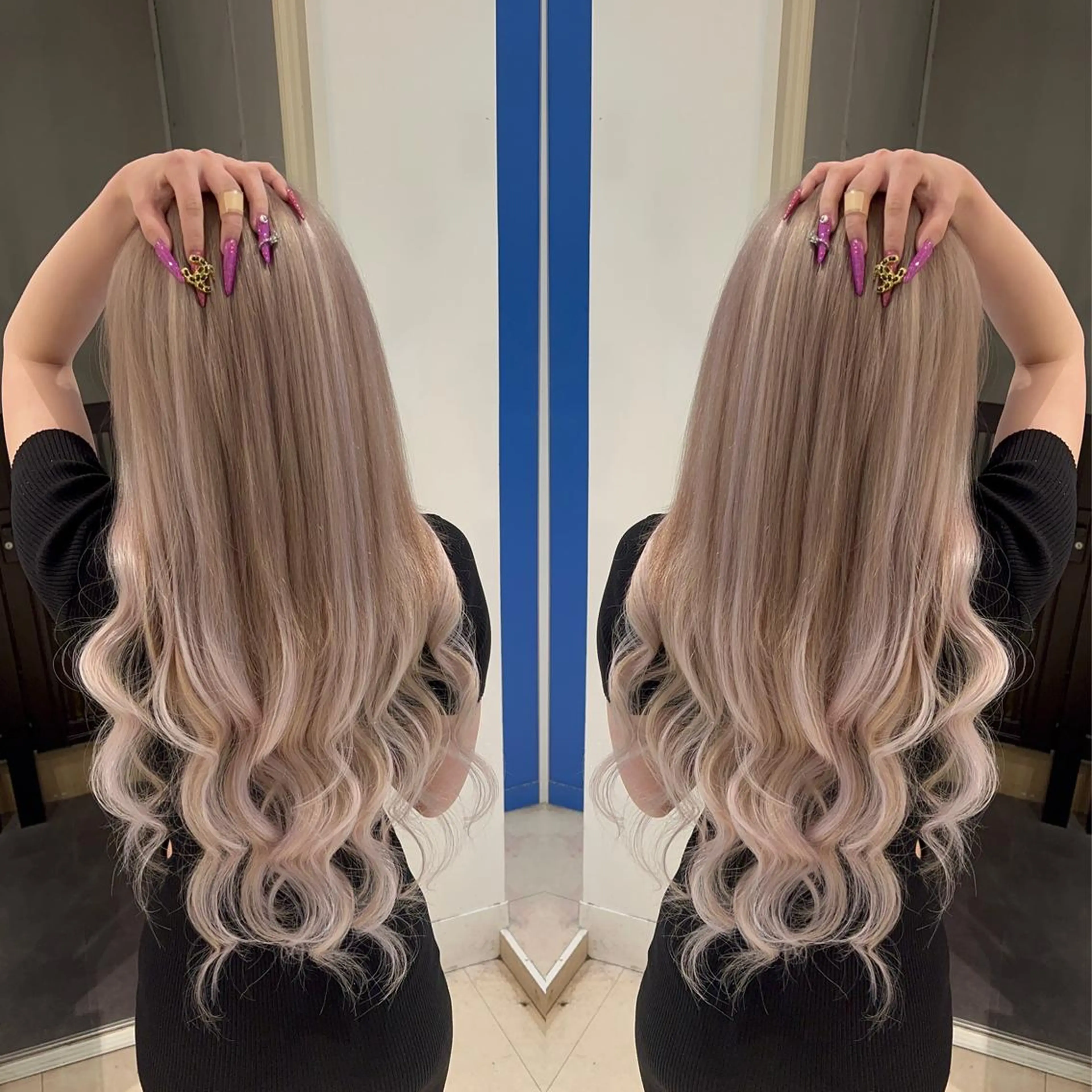 セミロング カラー ヘアアレンジ 🔥ハイトーンカラー ギャルNAOKI🔥のヘアスタイル