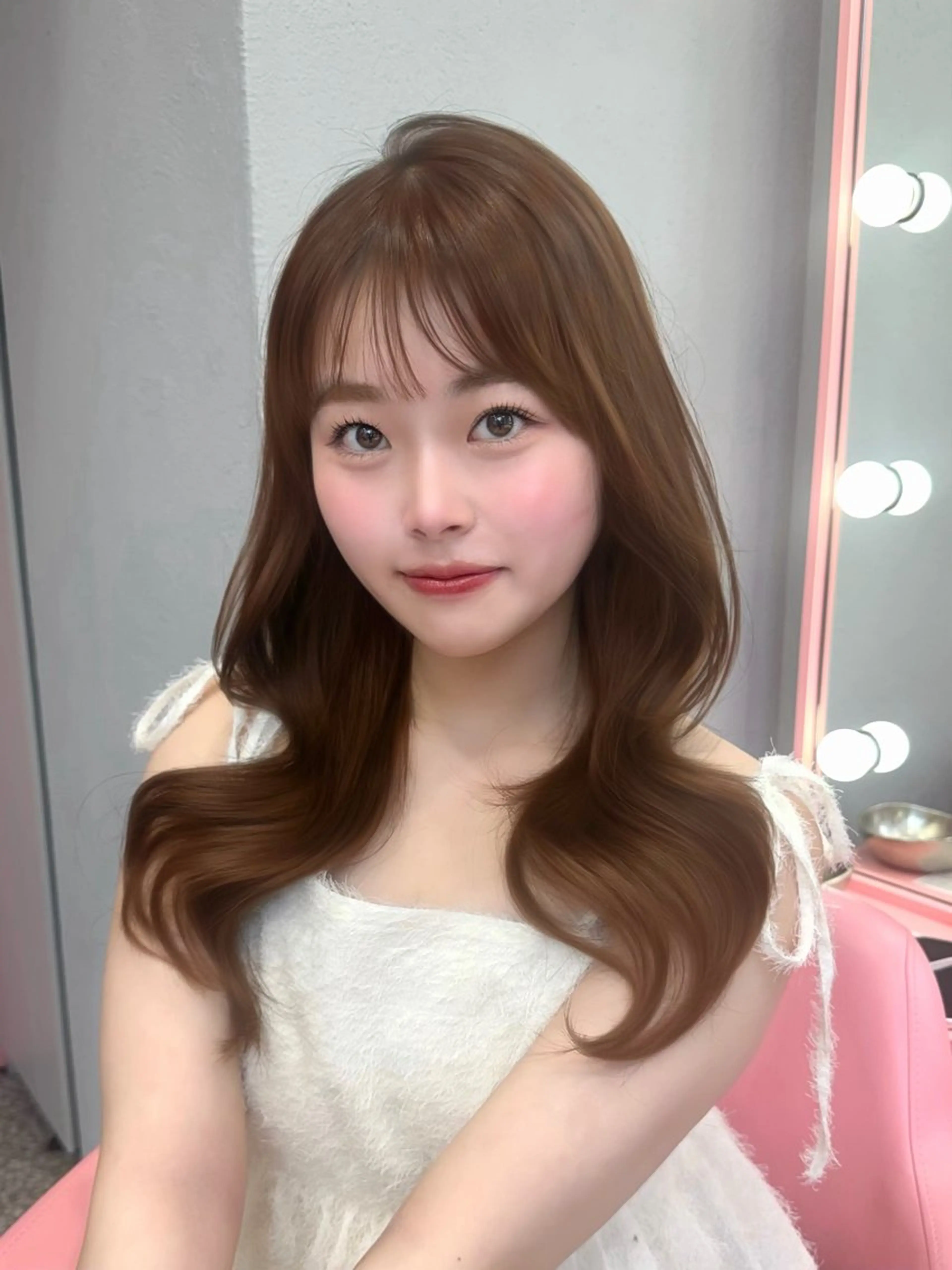 セミロング カラー ベージュカラー ブリーチ ブラウンカラー チョコレートブラウン 透明感カラー ヘアカラー 渋谷/韓国ヘア/ 顔まわり♡Ayakaのヘアスタイル