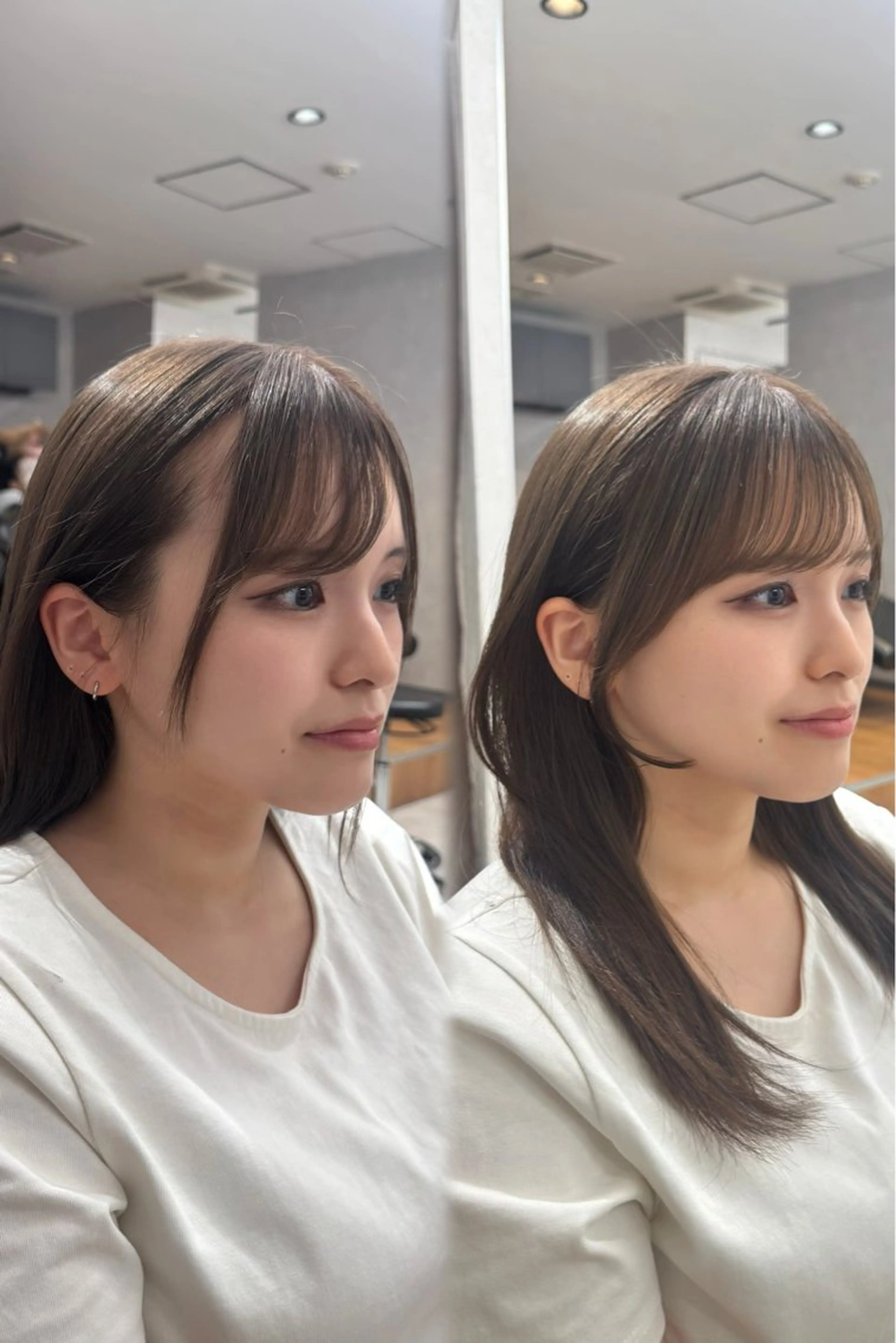 セミロング 顔まわりレイヤー 顔周りカット レイヤーカット 似合わせカット カット 銀座/前髪顔まわり/ 透明感カラー/danのヘアスタイル