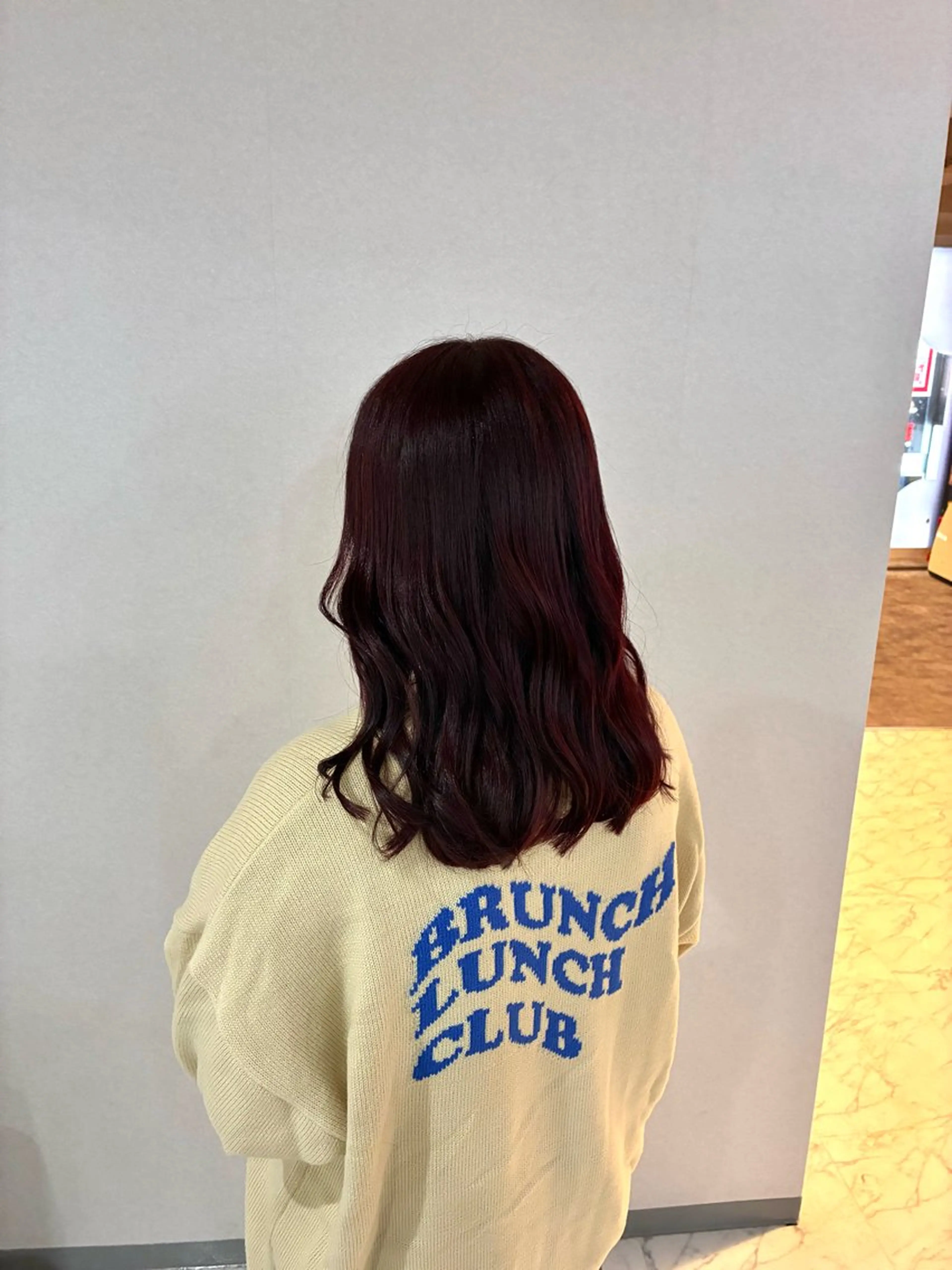 セミロング カラー ボルドーカラー ラベンダーカラー ハナダ メイのヘアスタイル