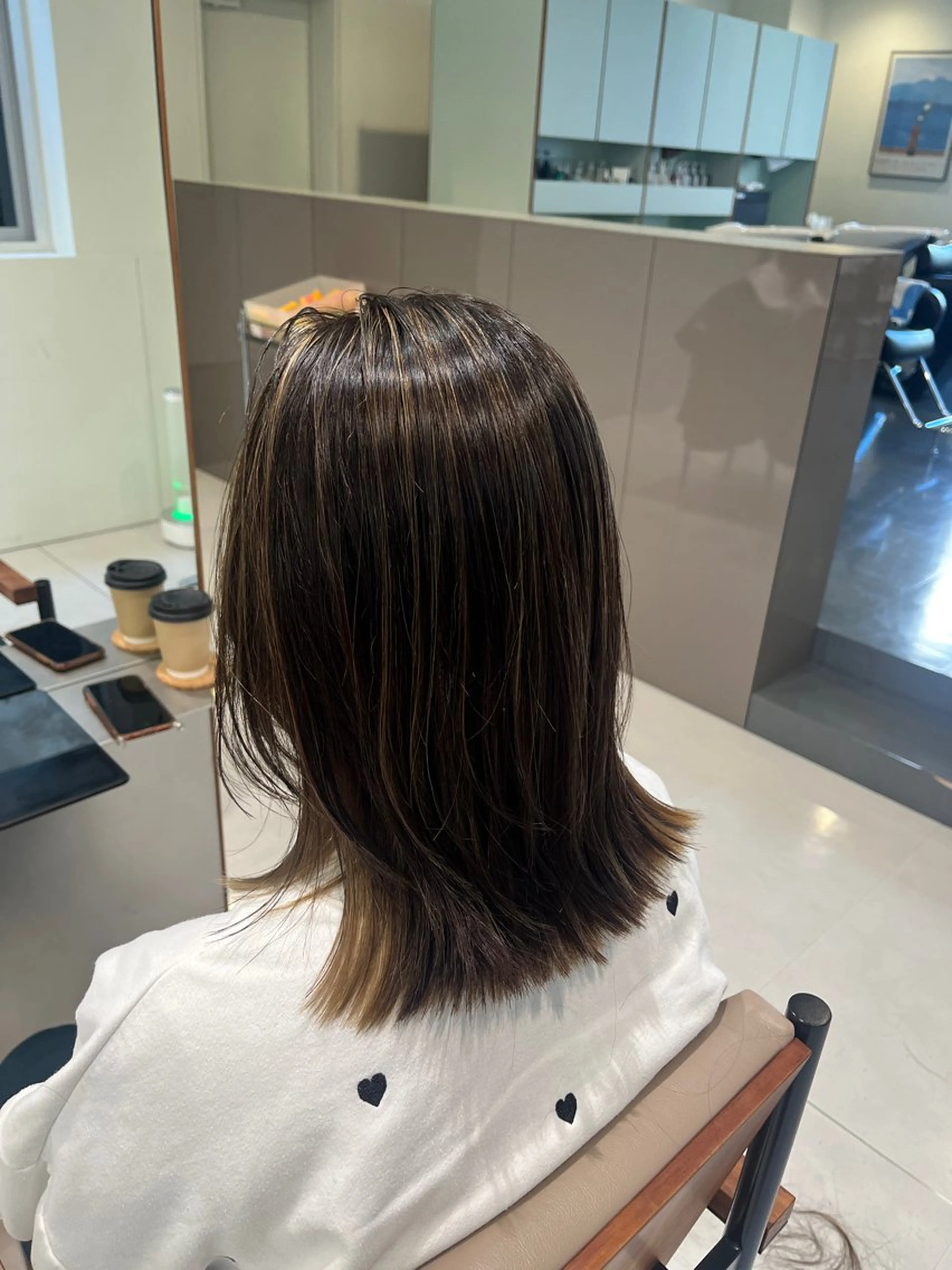 ミディアム カラー ベージュカラー ブリーチ 透明感カラー ダブルカラー ハイライトカラー ヘアカラー 髪質改善/ボブ 🌻Mutsumiのヘアスタイル