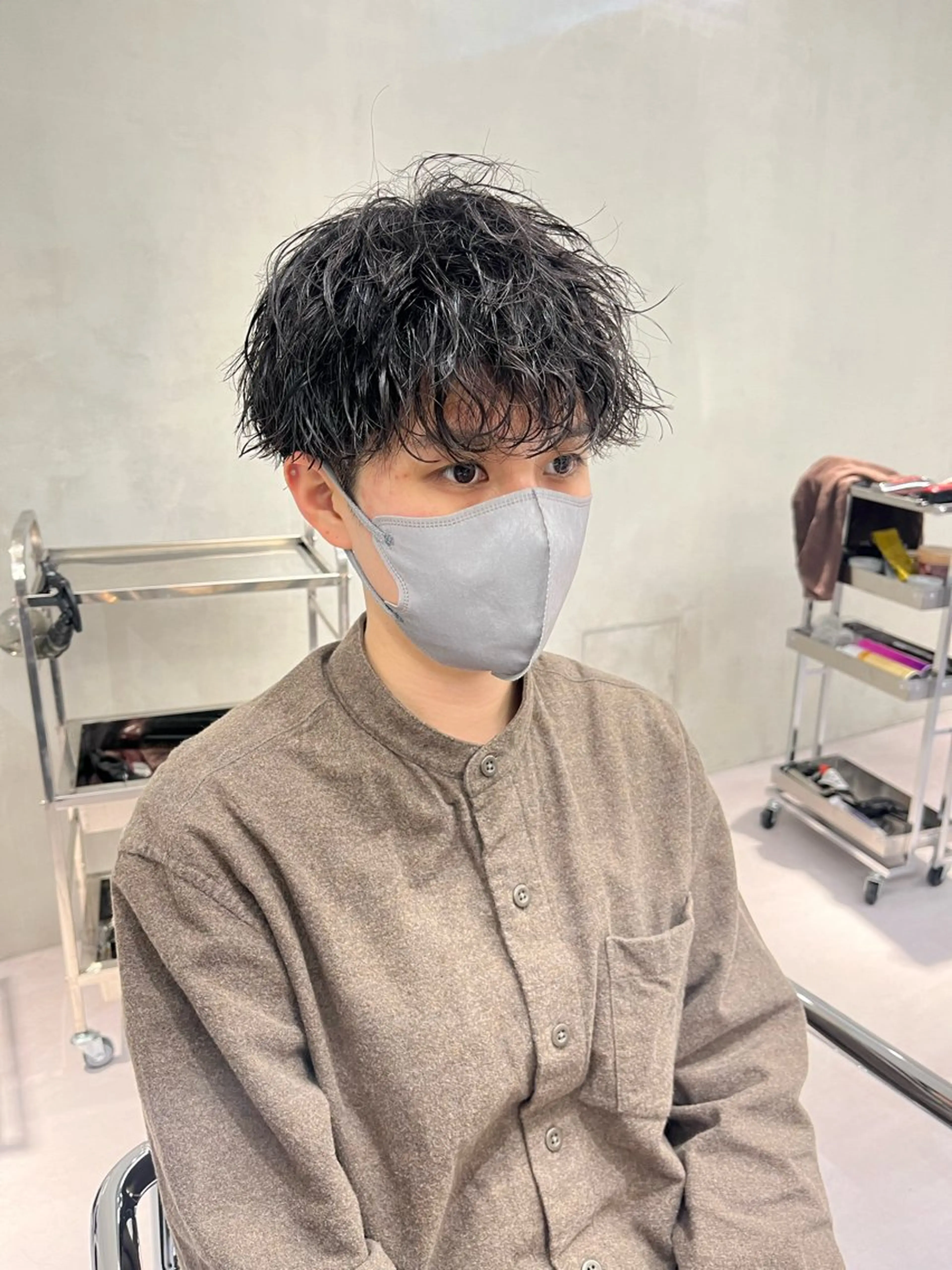 ショート パーマ メンズ ⚡メンズパーマフ ェードカットTomyのヘアスタイル