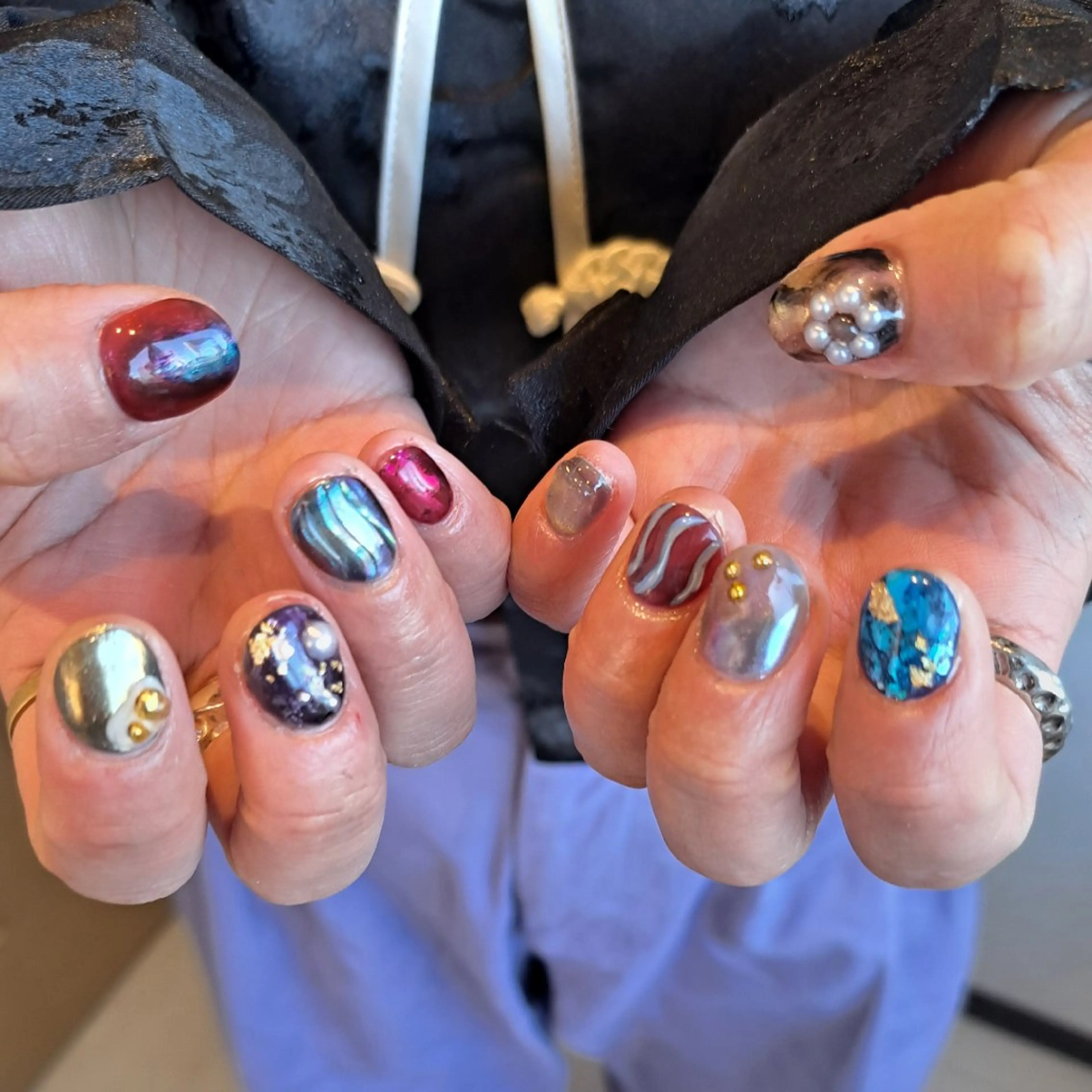 ネイル アートネイル ジェルネイル ミラーネイル 持ち込み ニュアンスネイル Nail mood デザイン持ち込みokのネイルデザイン