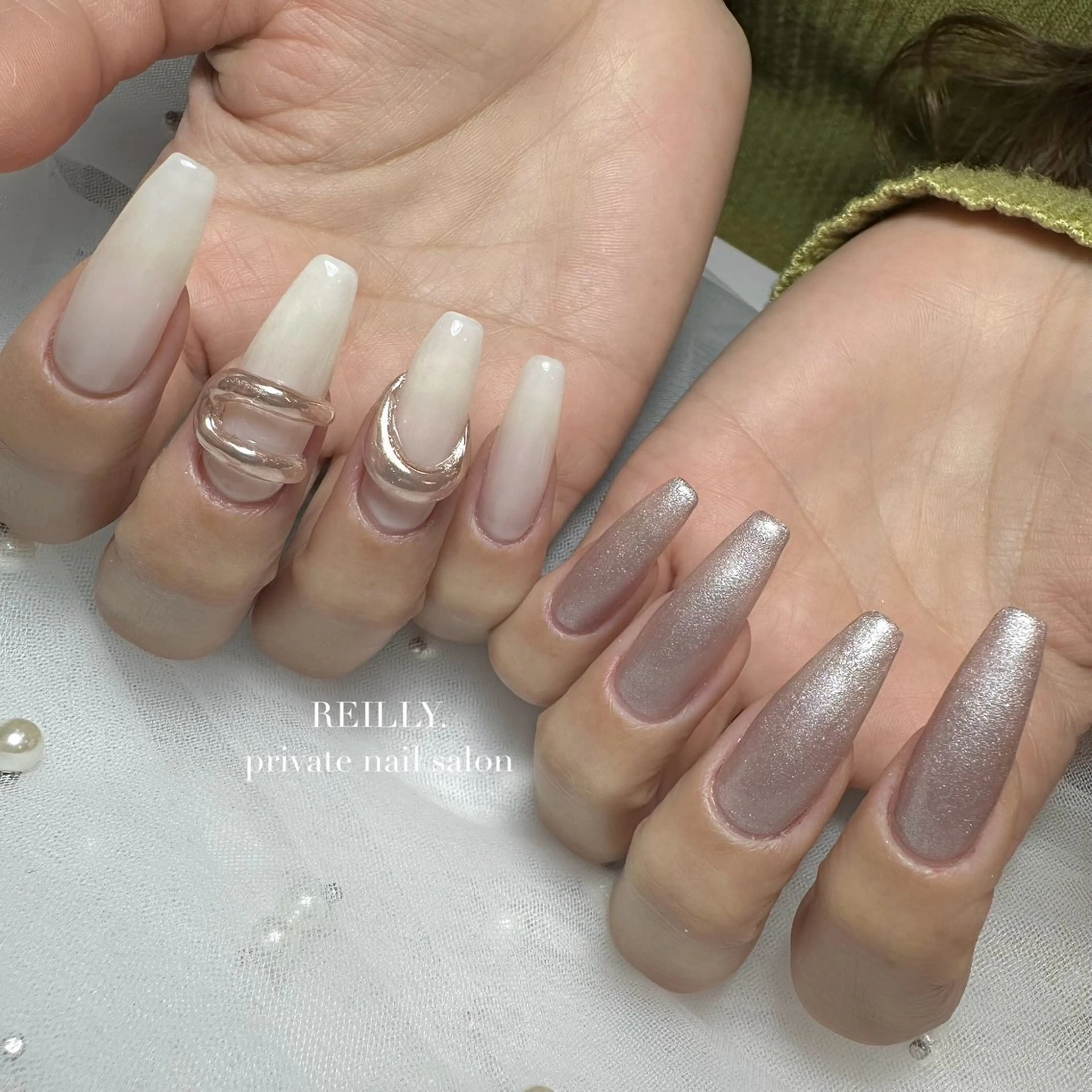 ネイル クリアネイル フラッシュネイル フレンチネイル ジェルネイル マグネットネイル Reilly nail.所属・Reillynail みさきのネイルデザイン