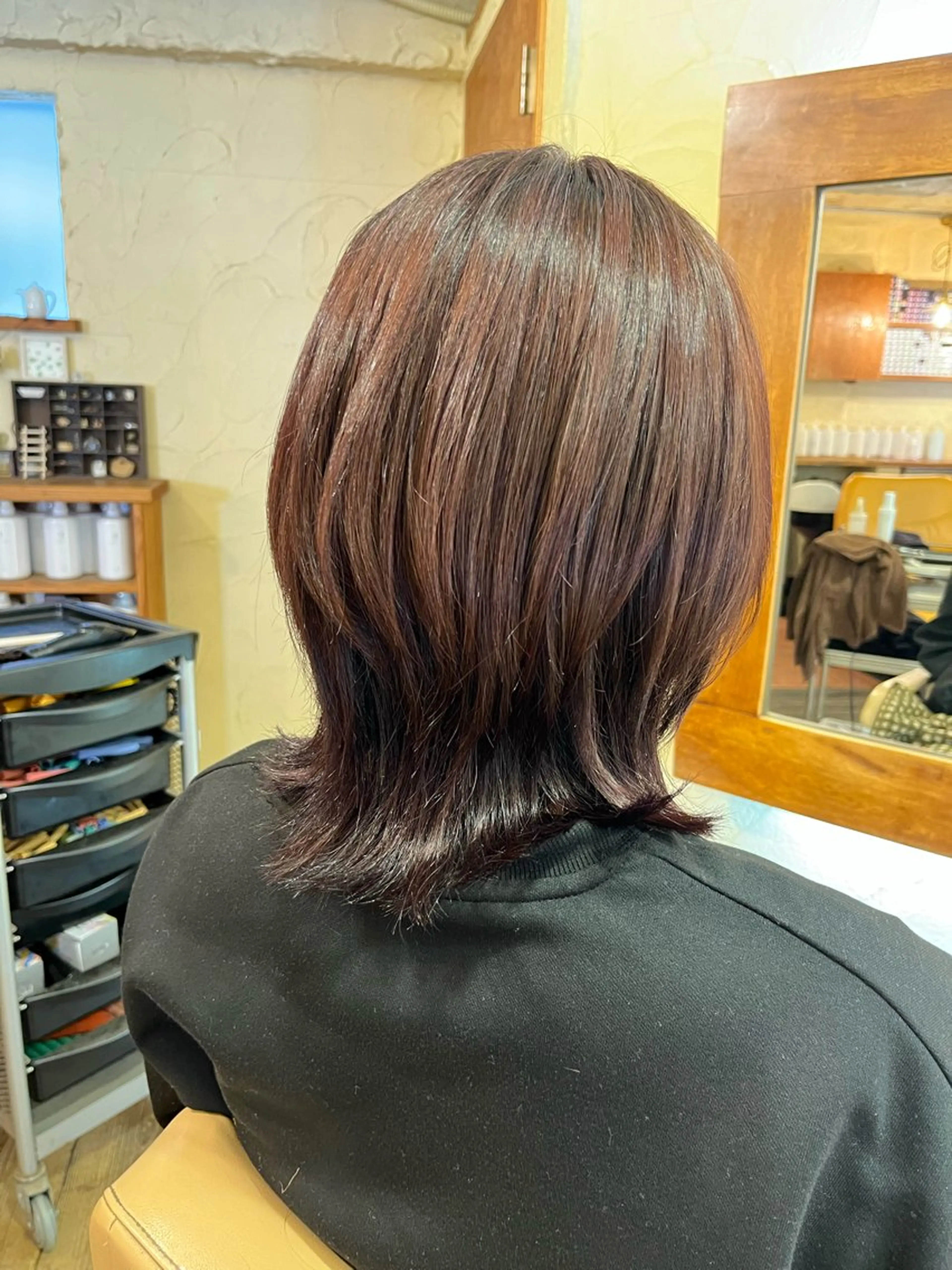 ミディアム ウルフカット カット ヘアカラー トリートメント 柘植 雅大のヘアスタイル